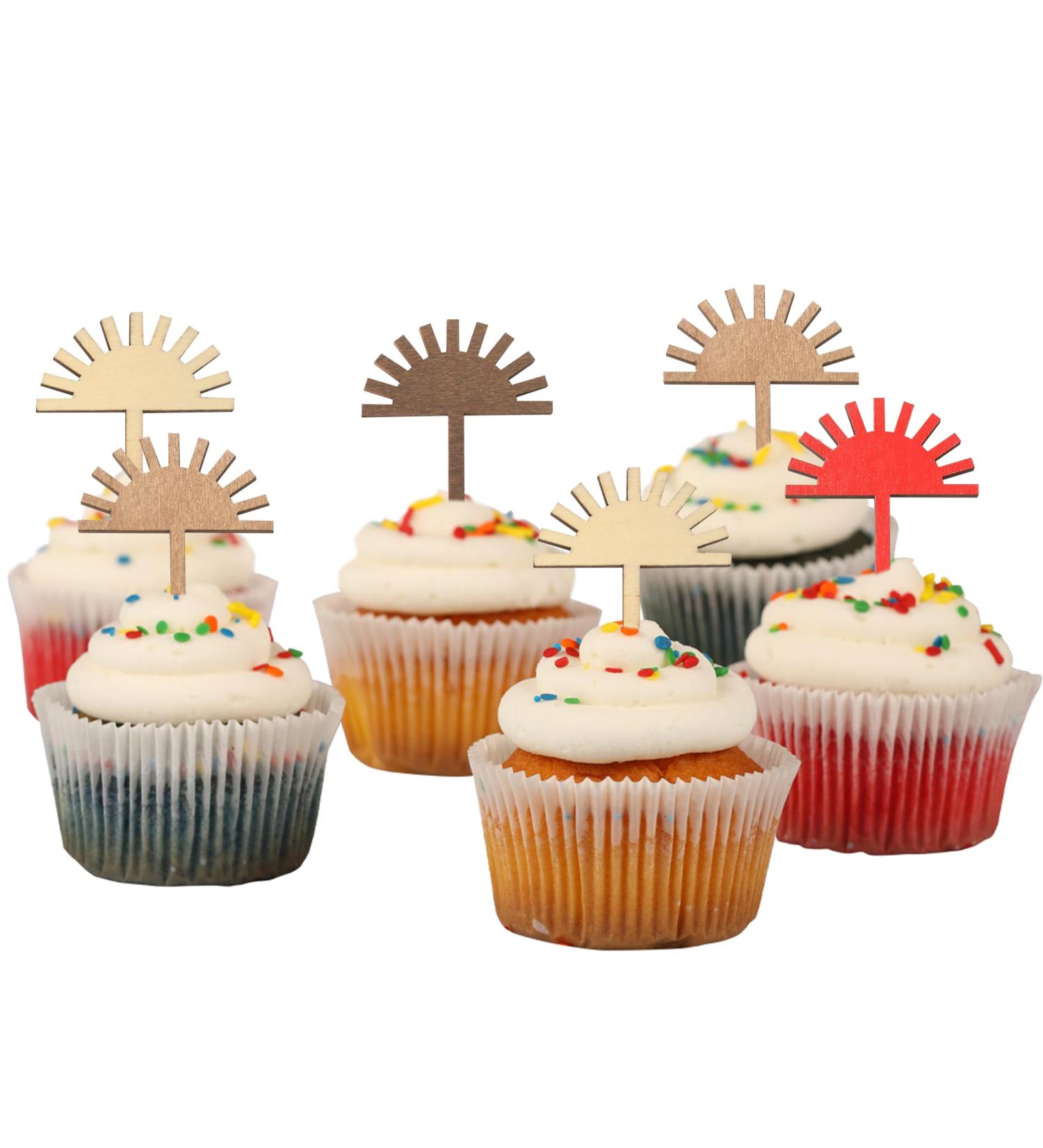 BOOMPA Wooden Half Sun Cupcake Toppers First Trip Around The Sun Boho 1st Birthday Cupcake Toppers Sunshine Party Decor Sun Themed Birthday Cake Toppers Set Of 8 You Are My Sunshine Party Decor - Buy Online on GoSupps.com