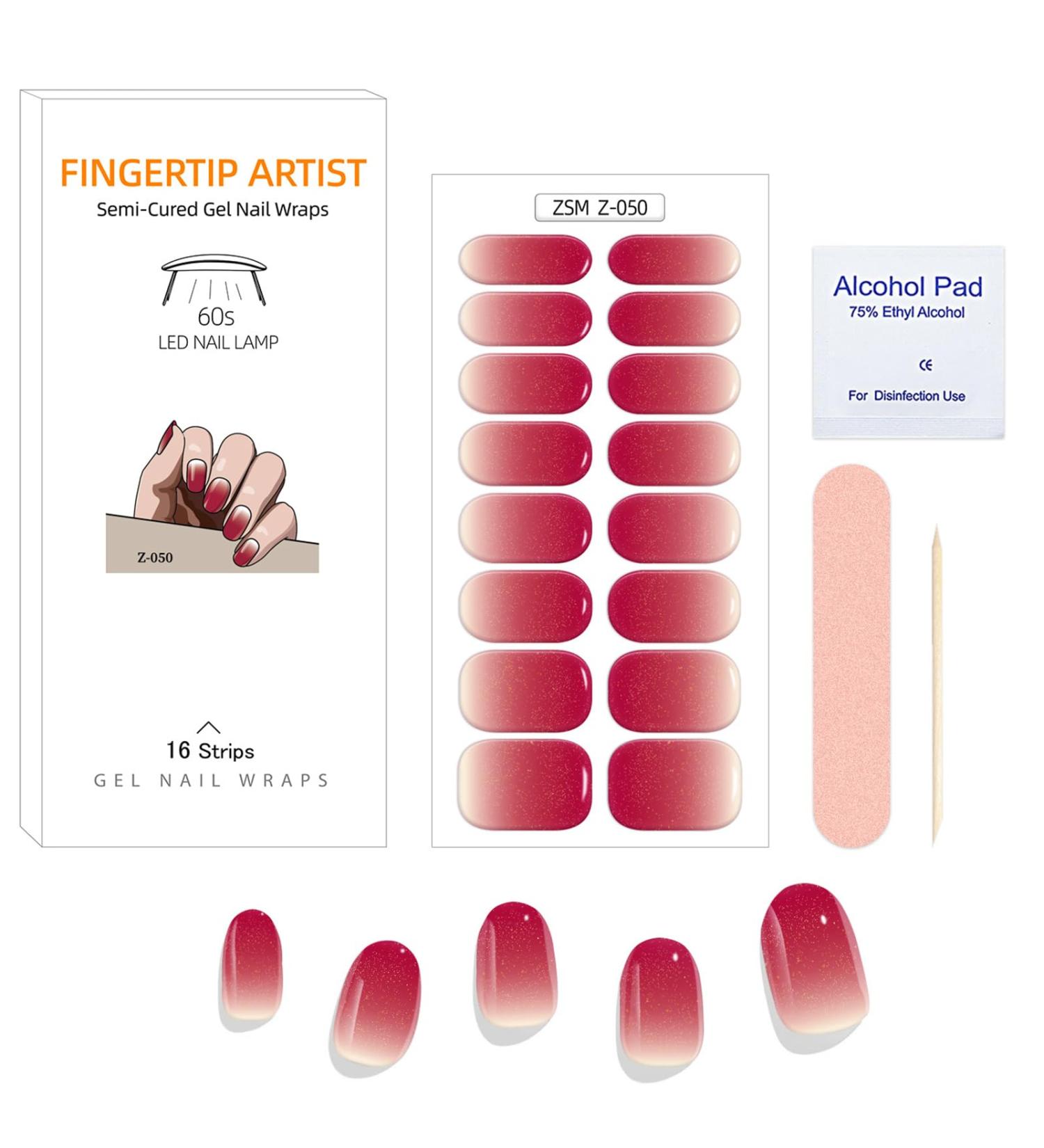 16PCS Semi Cured Gel Nails Gel Nail Stickers - Semi Cured Gel Nails Strips - Semi Cured Gel Nail Wraps - Glossy & Long Lasting Gel Nail Stickers Need UV Light(Light Red Gradient Style) - Buy Online on GoSupps.com