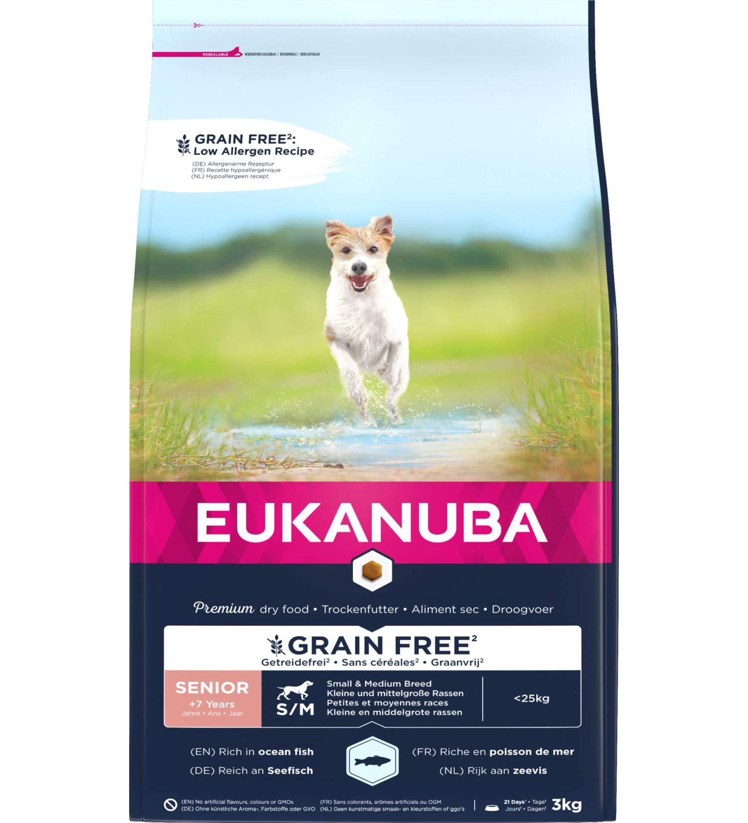 Eukanuba Dog Grain Free Senior Small Medium Breed Sea Fish 3 kg