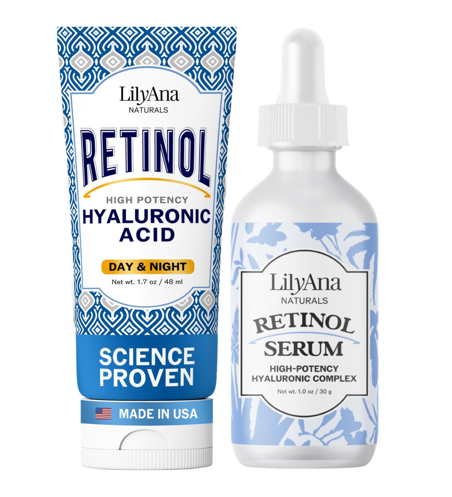 LilyAna Naturals Retinol Cream 1.7oz and Retinol Serum 1oz Bundle - Buy Online on GoSupps.com