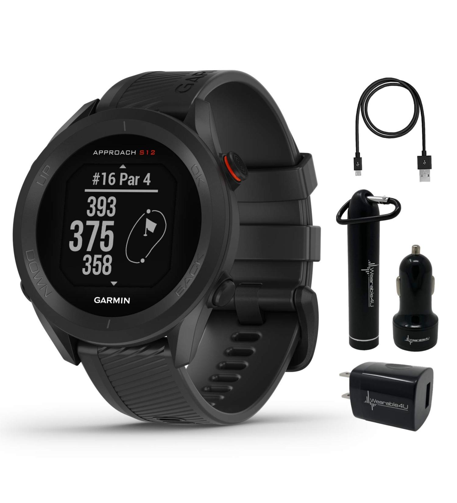 Garmin Approach S12 Premium GPS Golf Watch Black + Power Pack Bundle | Wearable4U - Buy Online on GoSupps.com