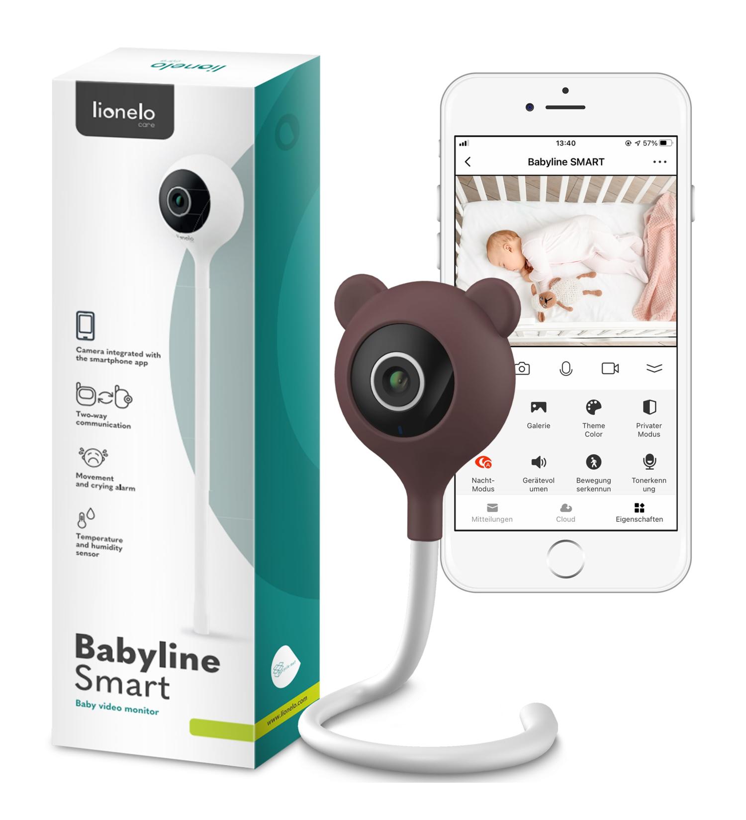 Lionelo BabyLine Smart Electronic Baby Monitor - Wi-Fi Camera with Mobile App Movement & Noise Detection Night Vision Temperature Sensor - International Shipping Available - Buy Online on GoSupps.com