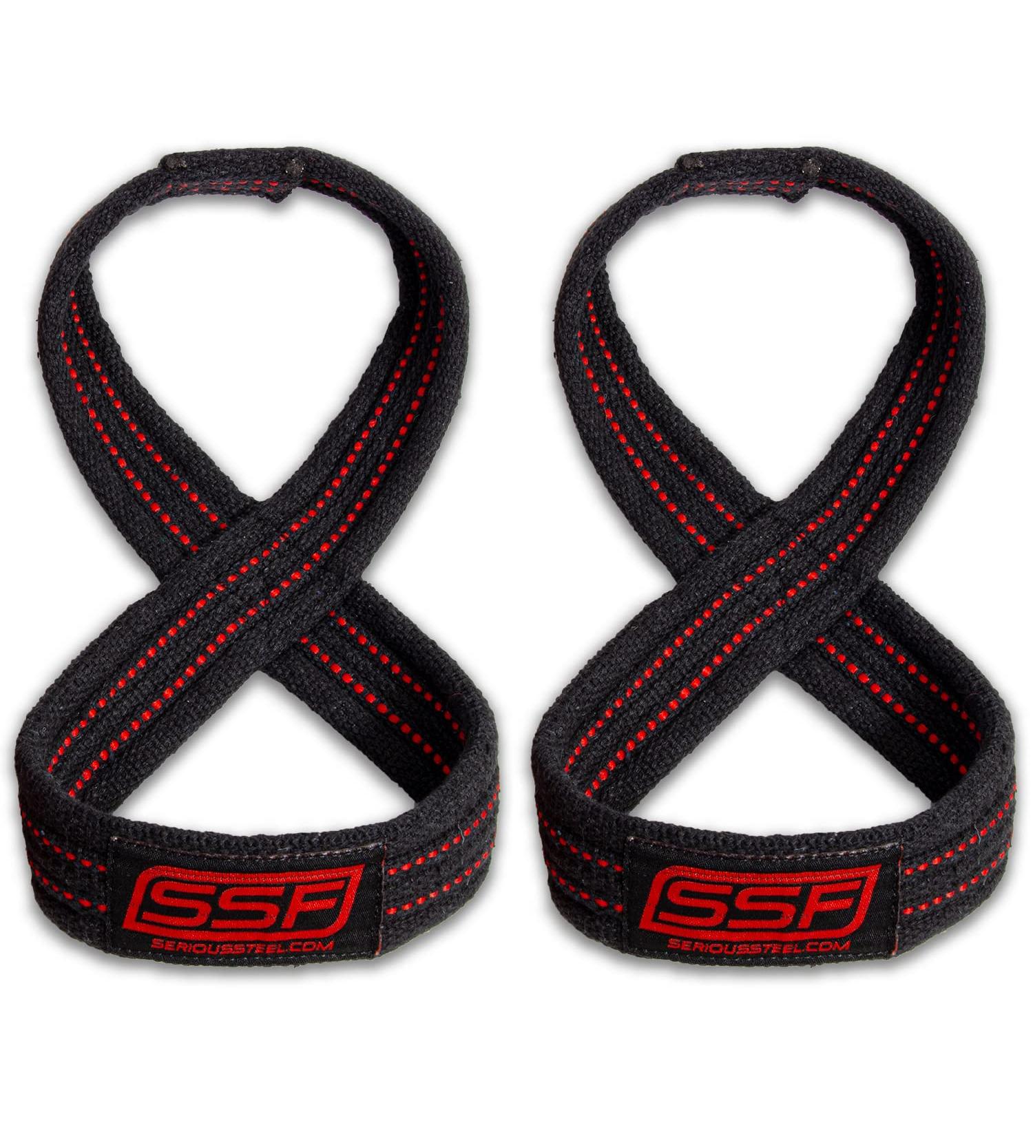 SERIOUS STEEL FITNESS Figure 8 Straps | Deadlift & Axle Bar Lifting Straps | Heavy Duty and Strongman Straps - Black (80 CM - 3 Sizes) - Buy Online on GoSupps.com