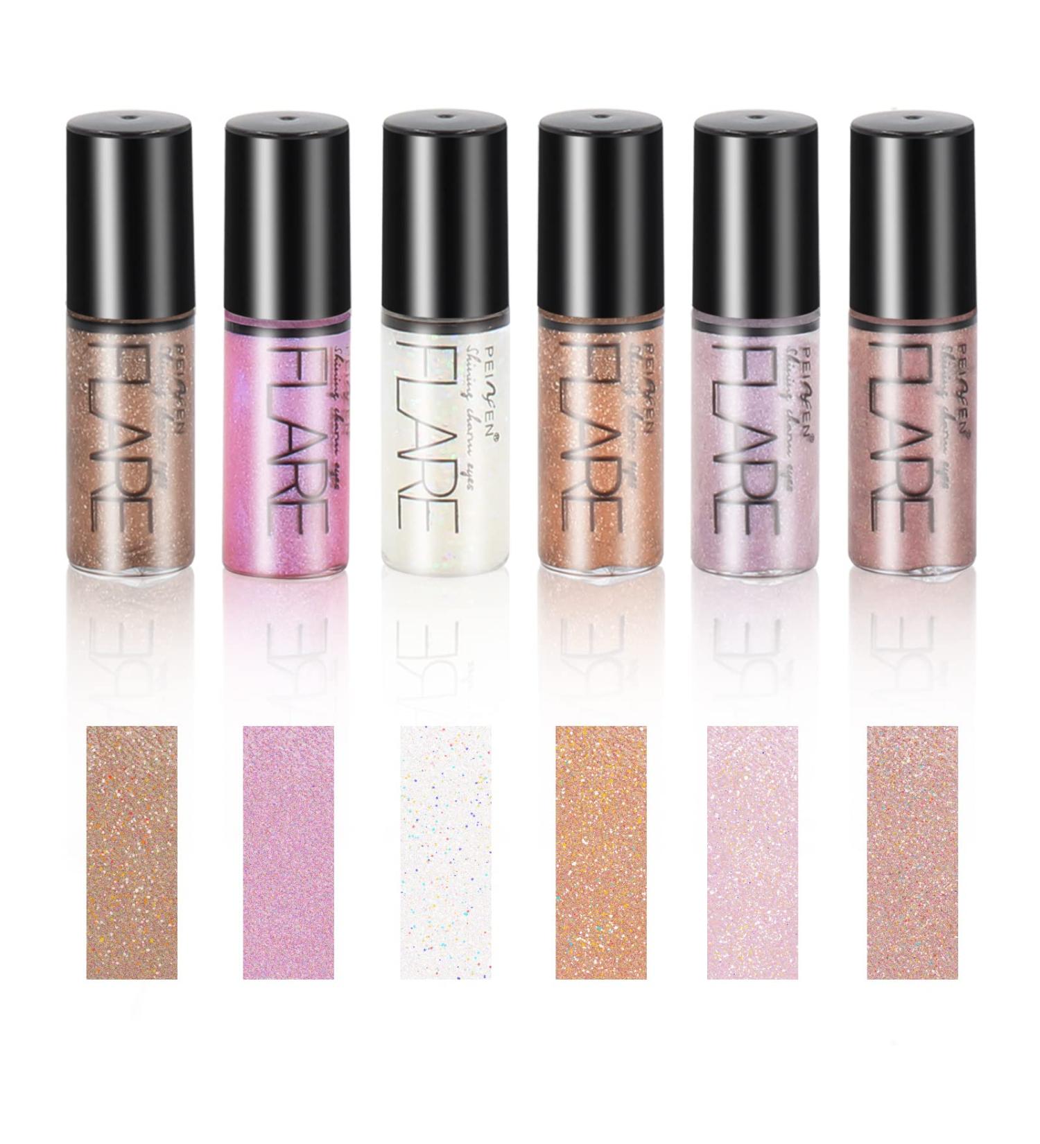 VOLLUCK Liquid Glitter Eyeliner - 6 Metallic Shimmer Shades | Waterproof & Long-Lasting Sparkling Eye Shadow - Buy Online on GoSupps.com