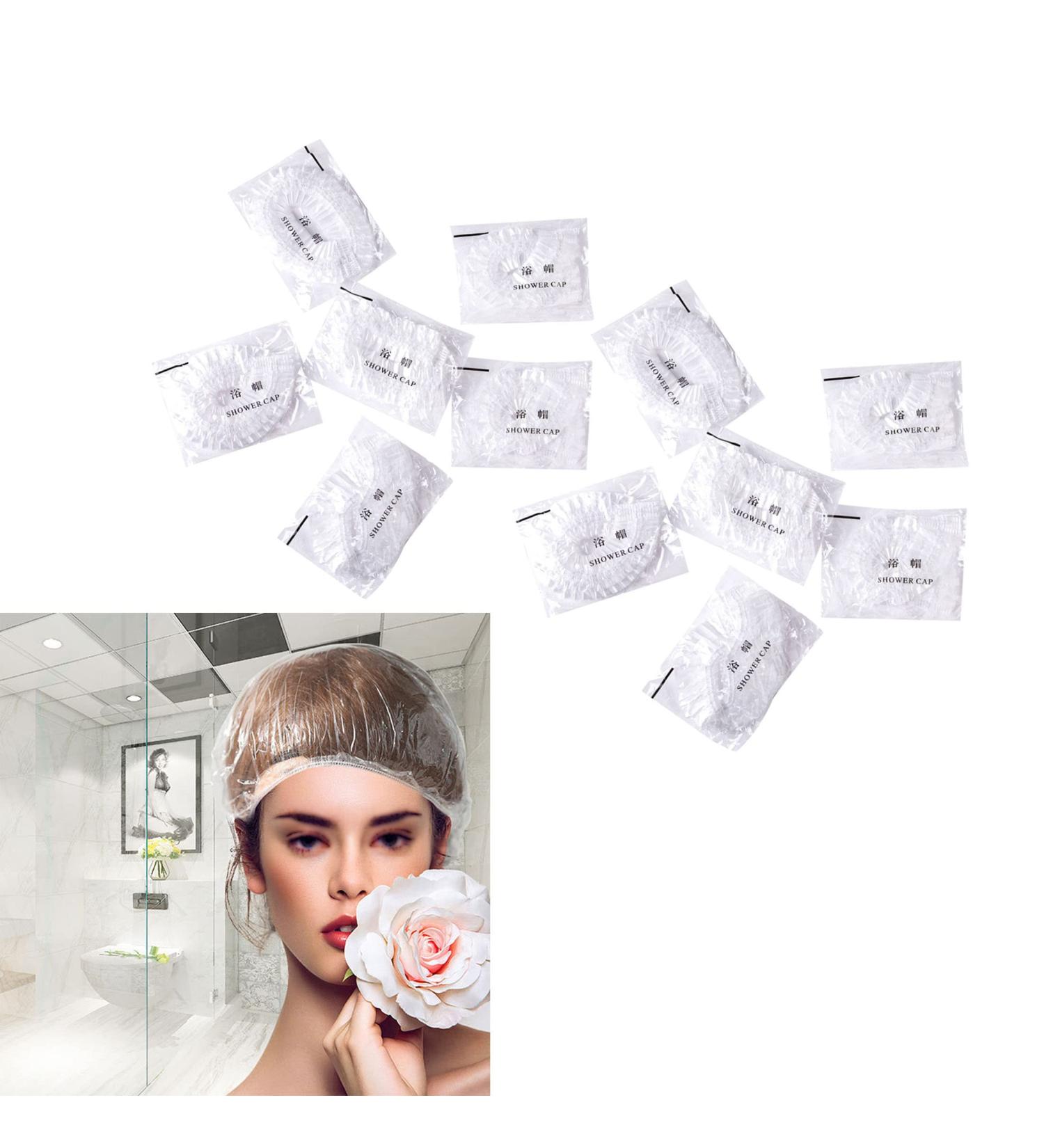 100 Disposable Waterproof Shower Caps - Elastic & Multi-purpose for Travel, Home, Hotel Use (Transparent) - Buy Online on GoSupps.com