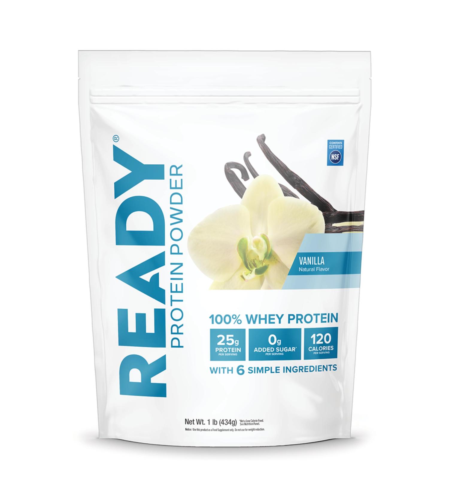 Ready Protein Powder 25g Whey Protein 120 Calories 0g Added Sugar 7 Simple Ingredients No Artificial Additives Gluten-Free Clean & Natural Vanilla (1 Pound Bag) Vanilla 1 Pound (Pack of 1) - Buy Online on GoSupps.com