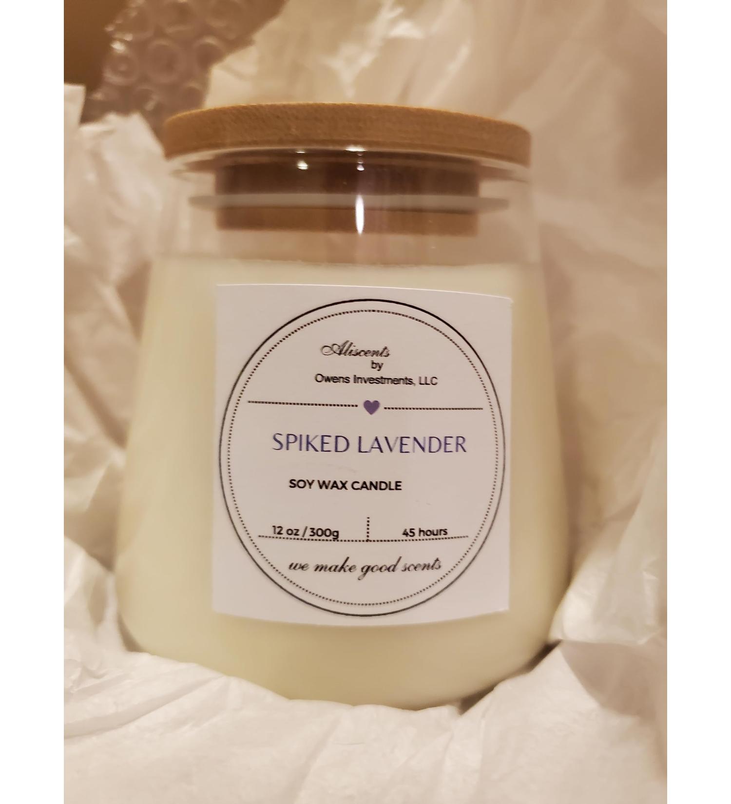 12oz Soy Wax Scented Candle (Spiked Lavender)