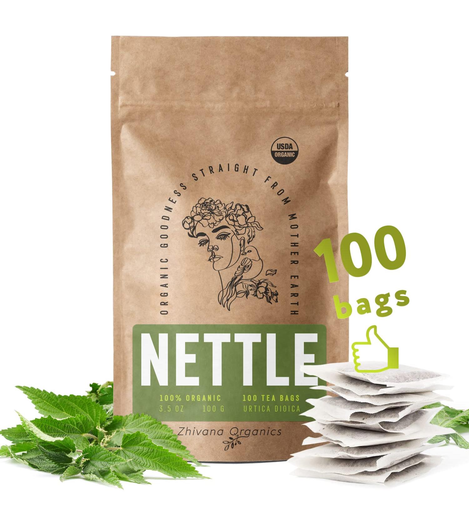 Organic Stinging Nettle Tea - 100 Bags - Joint & Blood Sugar Support, Allergy Relief - Urtica Tea - Buy Online on GoSupps.com