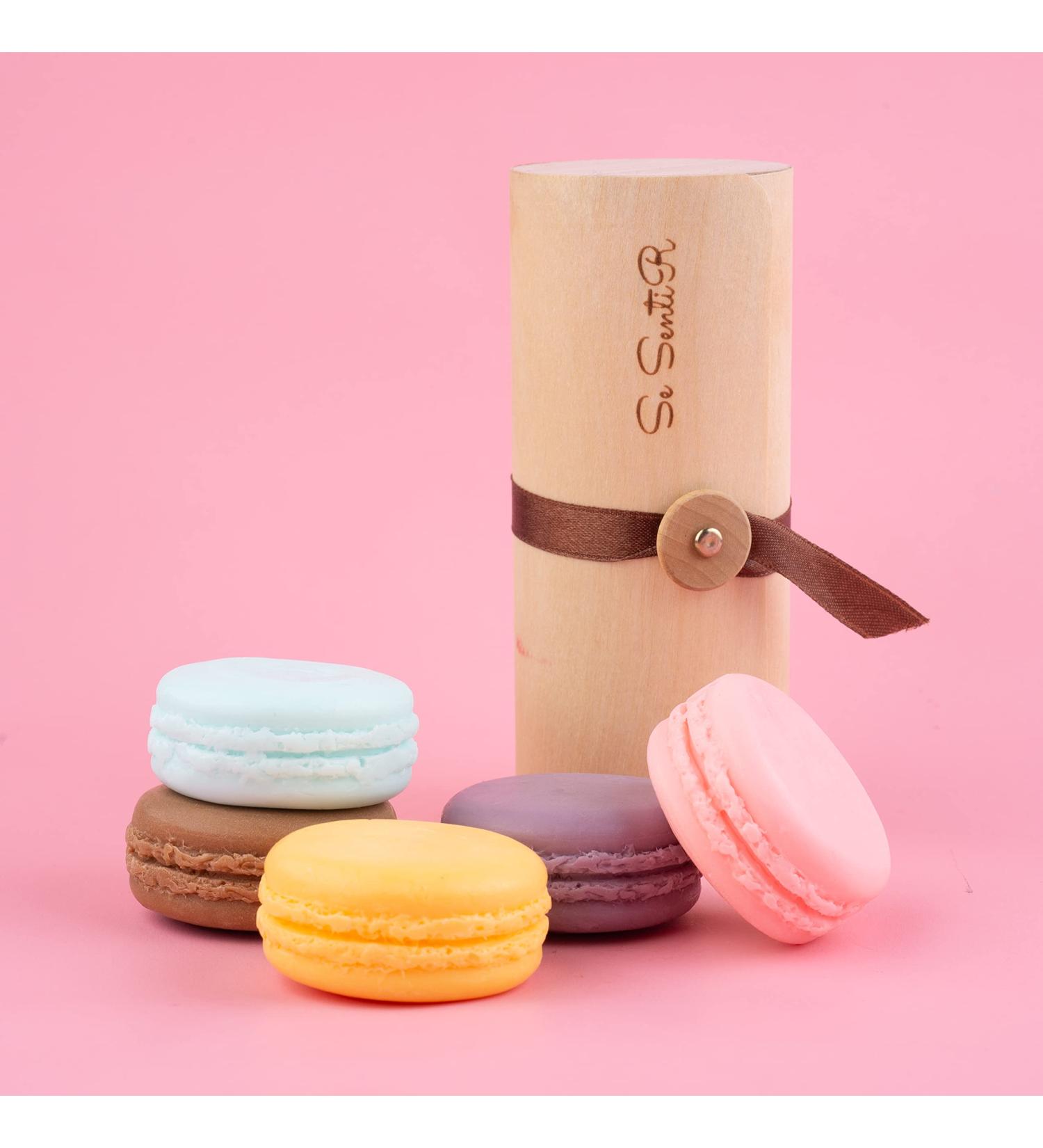 Se Sentir Macaron Soap Gift Set of 5 - Handmade All Natural Soap Bars in Wood Case for Women | Lavender, Rose, Citrus, Cappuccino, Santorini Blue | Stocking Stuffers - Buy Online on GoSupps.com