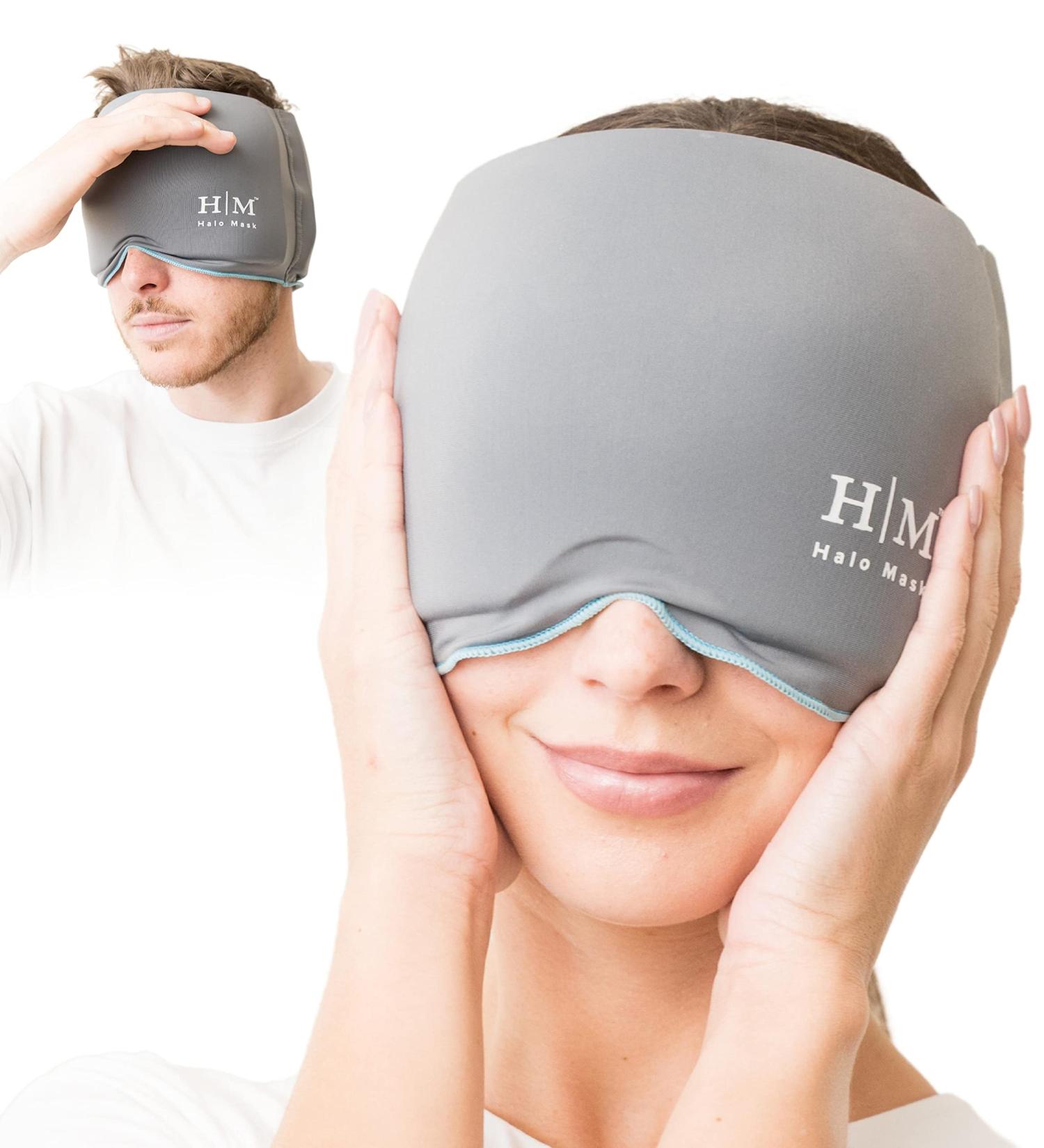 Halo Mask Migraine Relief Cap - Form-fitting Ice Hat for Tension Headaches and Sinus Pain - Cooling Head Ice Pack in Dark Grey - Buy Online on GoSupps.com