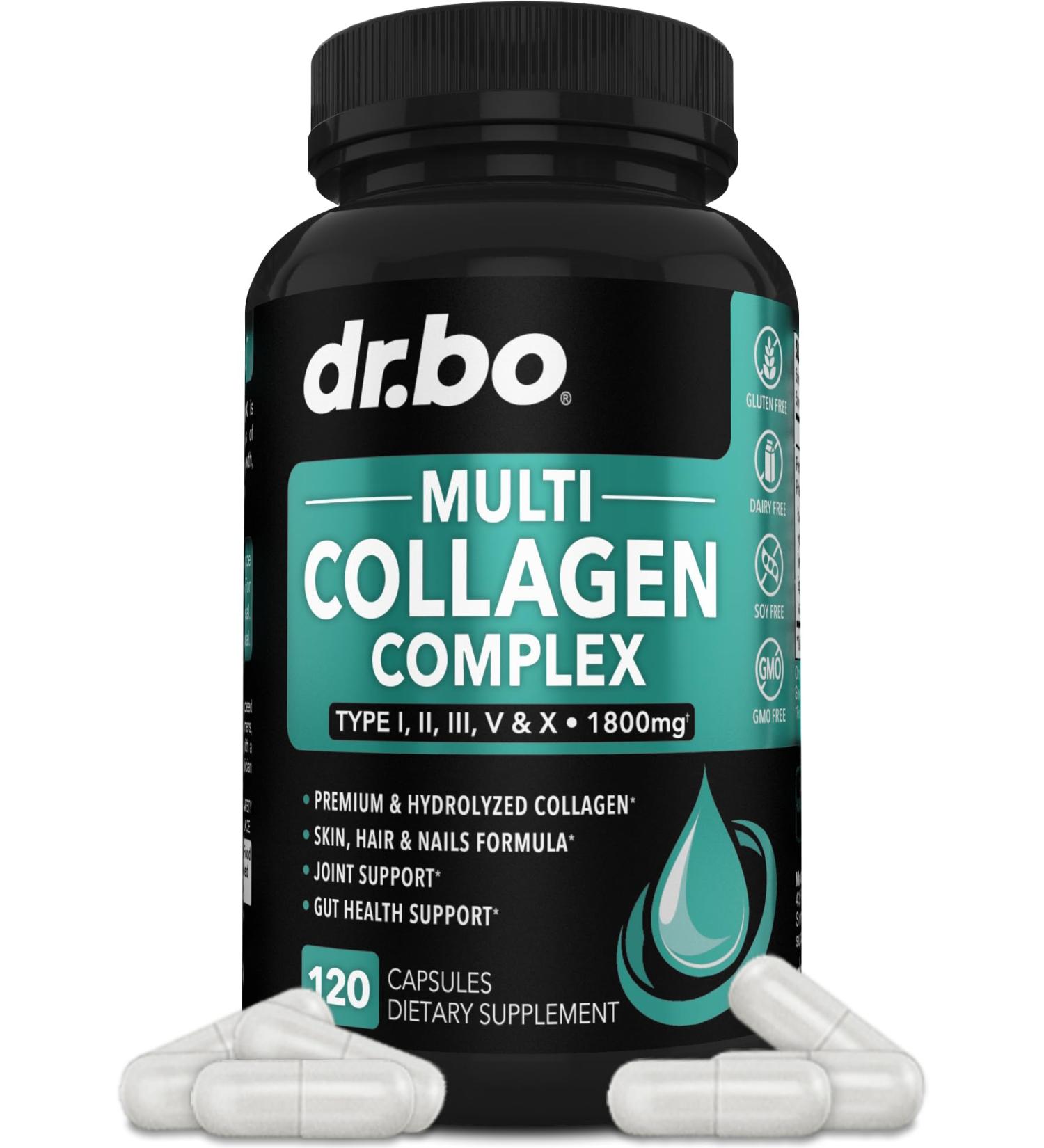 Multi Collagen Peptides for Women & Men - Type I II III V & X Multi Collagen for Women & Men Complex Capsules Hydrolyzed Peptides Pills Supplements for Skin Hair & Nails - 120 Protein Capsules - Buy Online on GoSupps.com