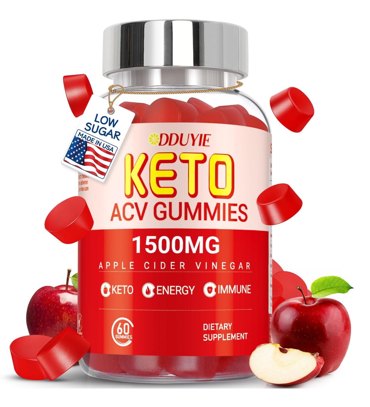Keto ACV Gummies 1500MG - Vegan Apple Cider Vinegar with Pomegranate & B12 - Non-GMO 60 Count for Weight Loss & Energy Boost - Buy Online on GoSupps.com