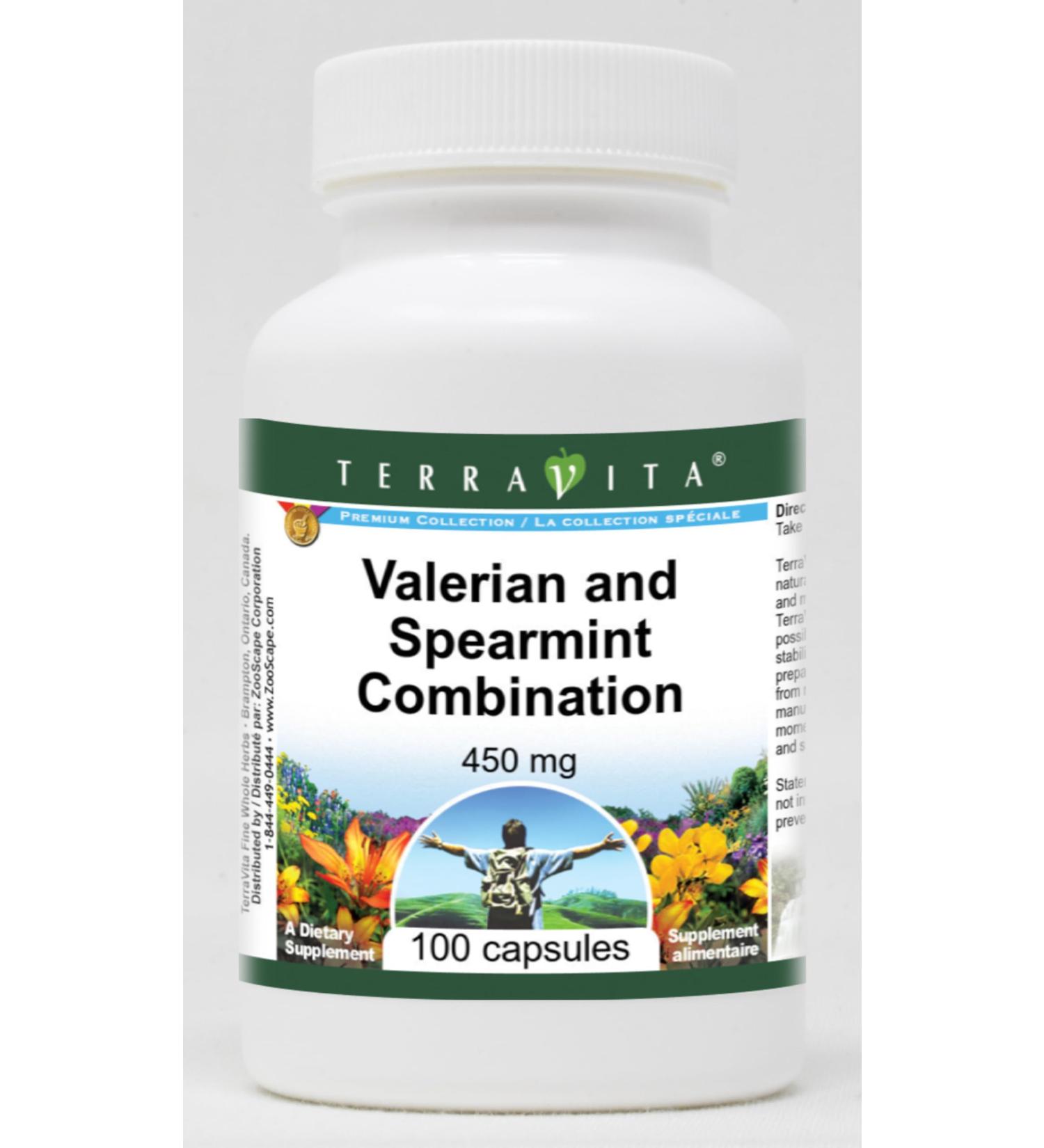 Valerian and Spearmint Combination - 450 mg (100 Capsules ZIN: 513462) - 3 Pack - Buy Online on GoSupps.com