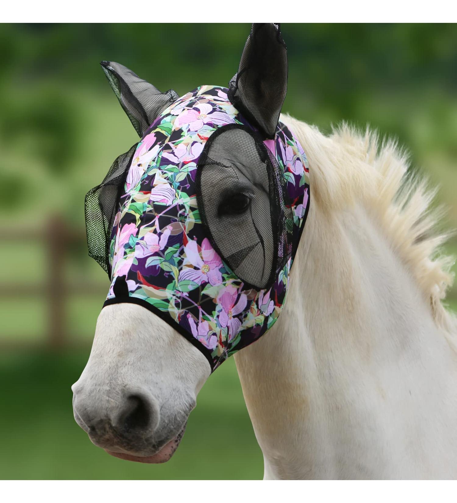 Shop Harrison Howard Fly Mask - Stretchy Breathable UV Protection with Full View Eye Opening & Ventilated Earmaker | Size M - Ideal for Horses - Buy Online on GoSupps.com