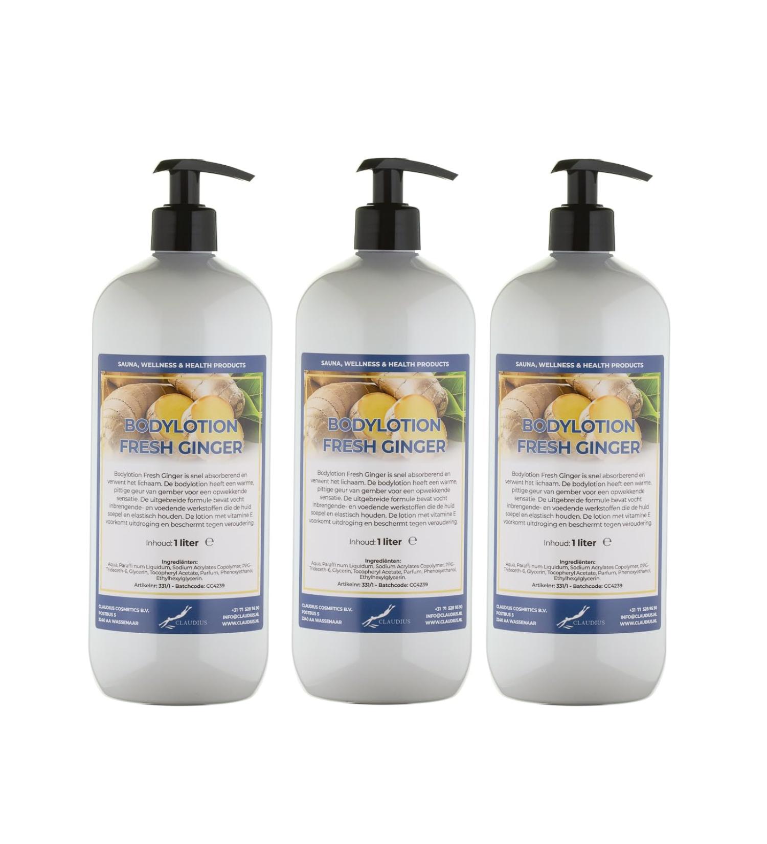 Claudius Body Lotion Fresh Ginger 3 pieces of 1 liter with 3 pumps