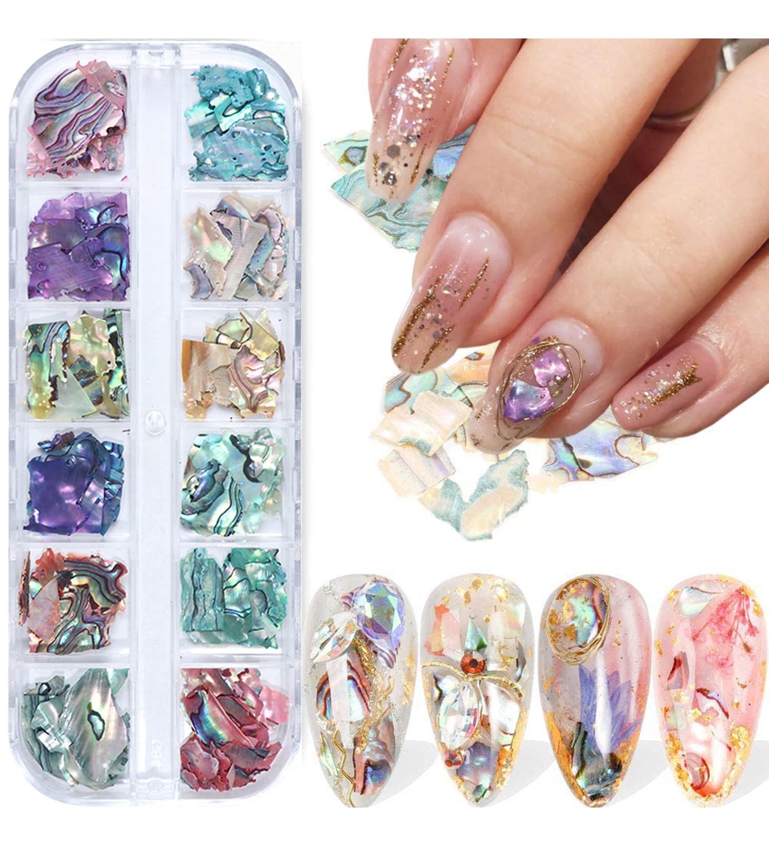 Abalone Seashell Nail Art Sequins - 3D Mermaid Shell Design for Gel Nails - Ocean Rivet Decorations for Women and Girls - Buy Online on GoSupps.com