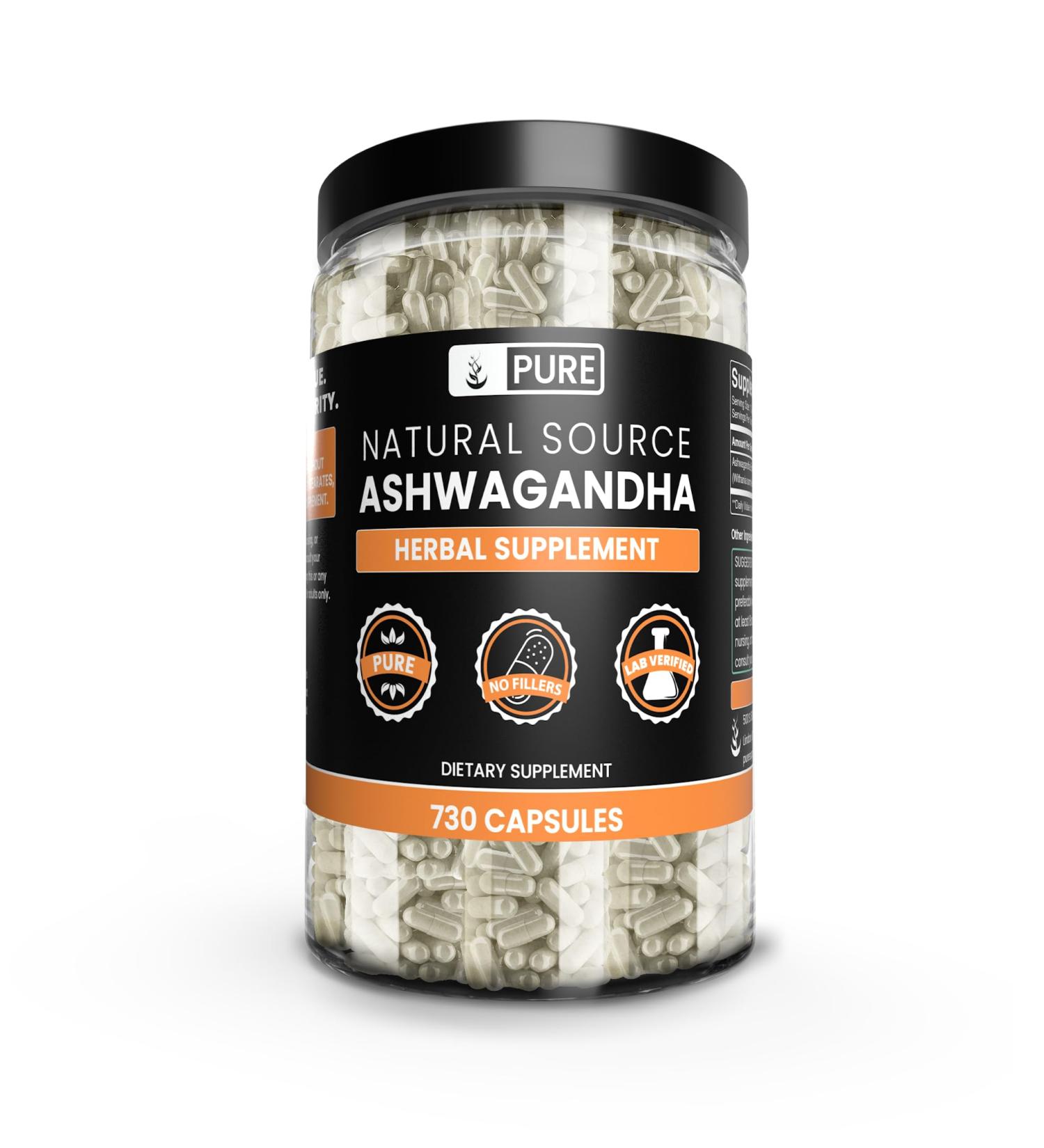 Pure Original Ingredients Ashwagandha (730 Capsules) No Magnesium Or Rice Fillers Always Pure Lab Verified 730 Count (Pack of 1) - Buy Online on GoSupps.com