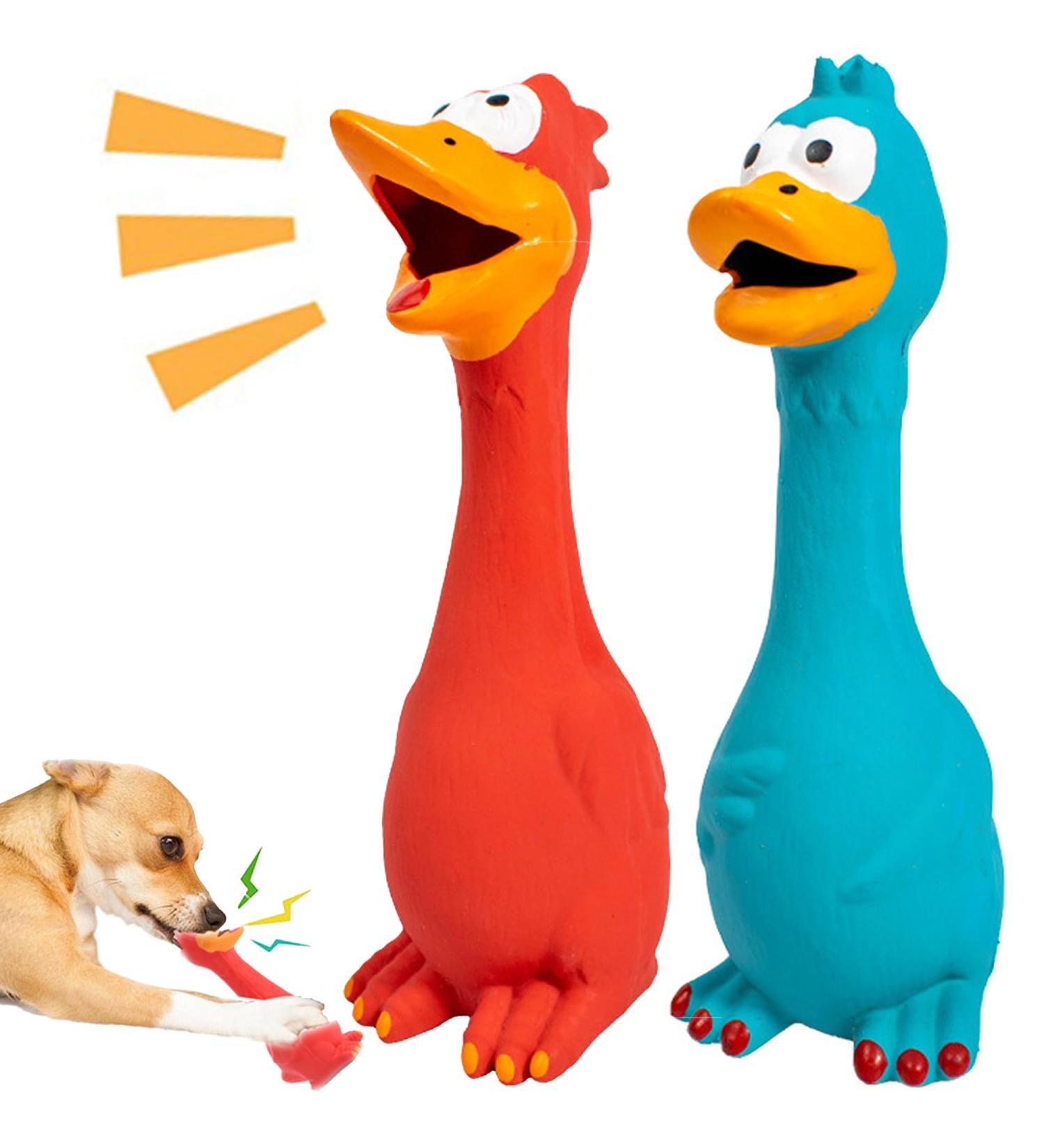 XFly Rubber Screaming Chicken Toys for Dogs - 2 Piece Squeaky Decompression Toys (Red & Blue) - 20cm Teeth Cleaning Fun - Buy Online on GoSupps.com