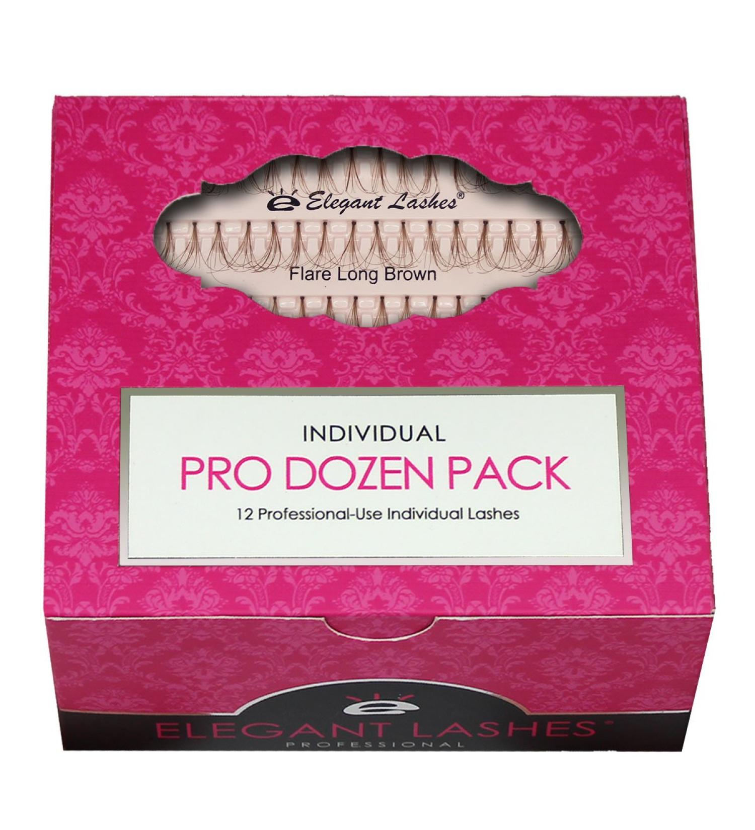 Elegant Lashes Individual Flare Long Brown Eyelashes - Pro Dozen Pack (12 Trays) - Buy Online on GoSupps.com