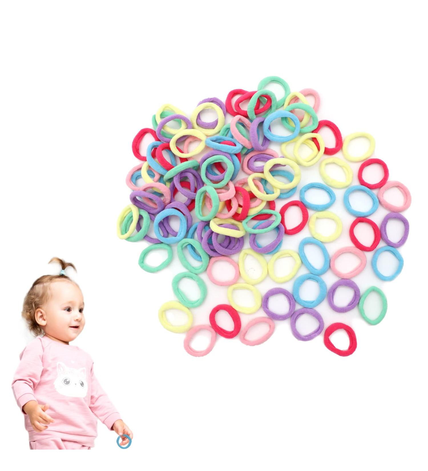 100 PCS Colorful Baby Hair Bobbles Elastic Hair Ties for Girls - Soft Seamless Hairbands for Kids - Buy Online on GoSupps.com