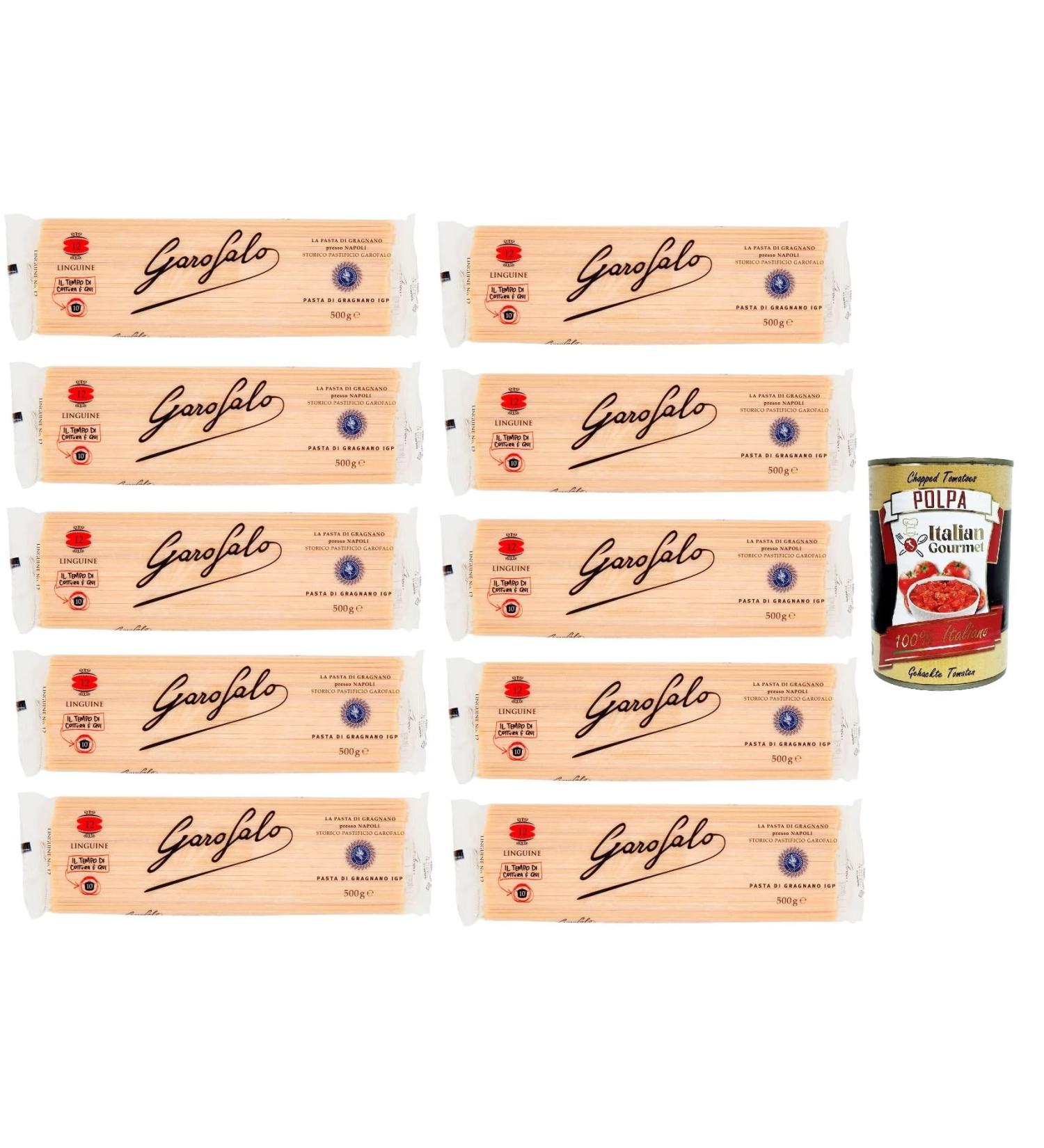  Italian Gourmet E.R. Garofalo Linguine No. 12 Pack of 10 Neapolitan durum wheat semolina packets with 500g of IGP pasta + 400g Italian Gourmet Polpa - Buy Online on GoSupps.com