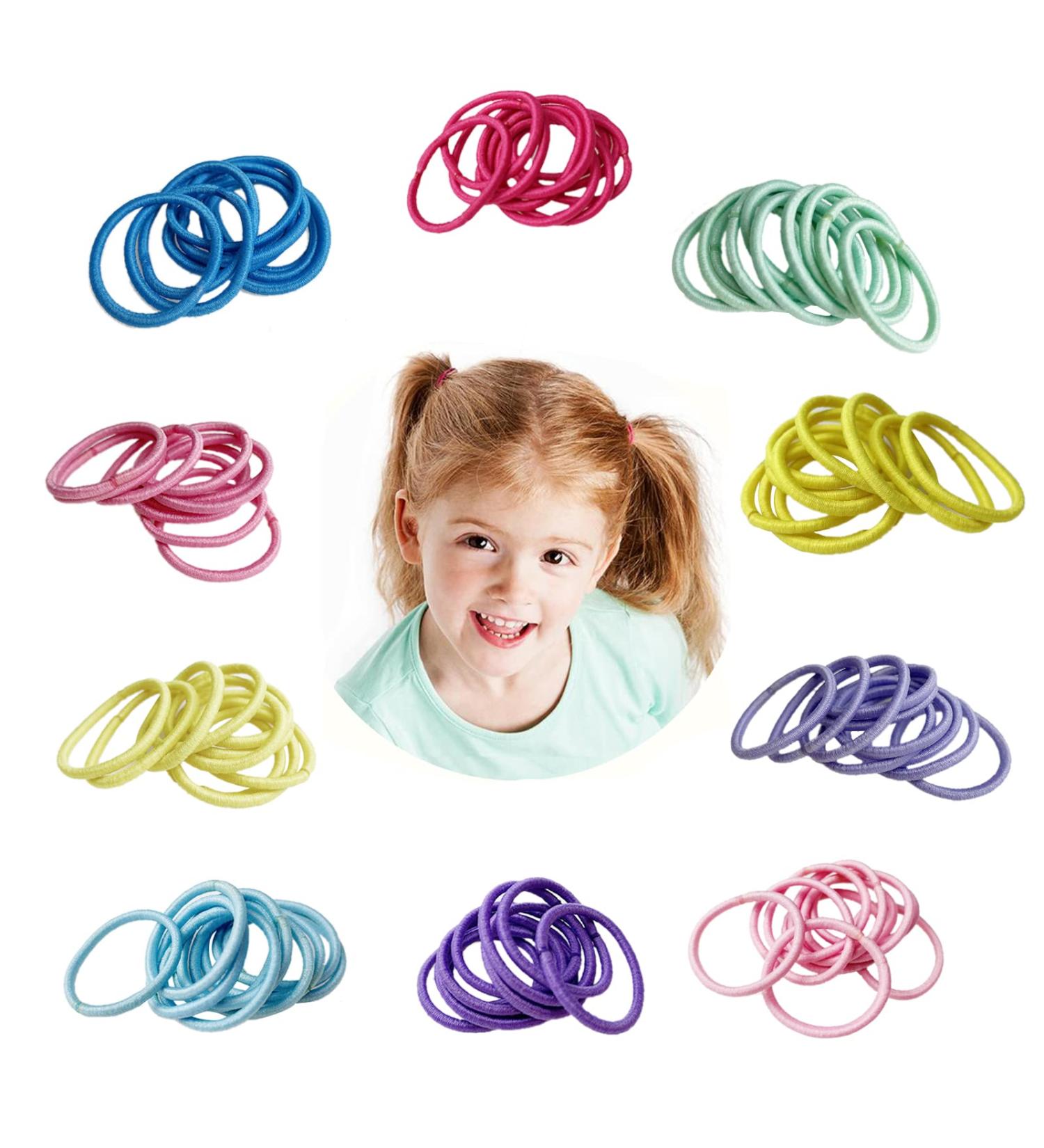 200-Piece Multicolor Elastic Hair Ties for Babies & Girls - 2.5 cm x 0.2 cm Kids Hair Accessories - Perfect for Children - Buy Online on GoSupps.com