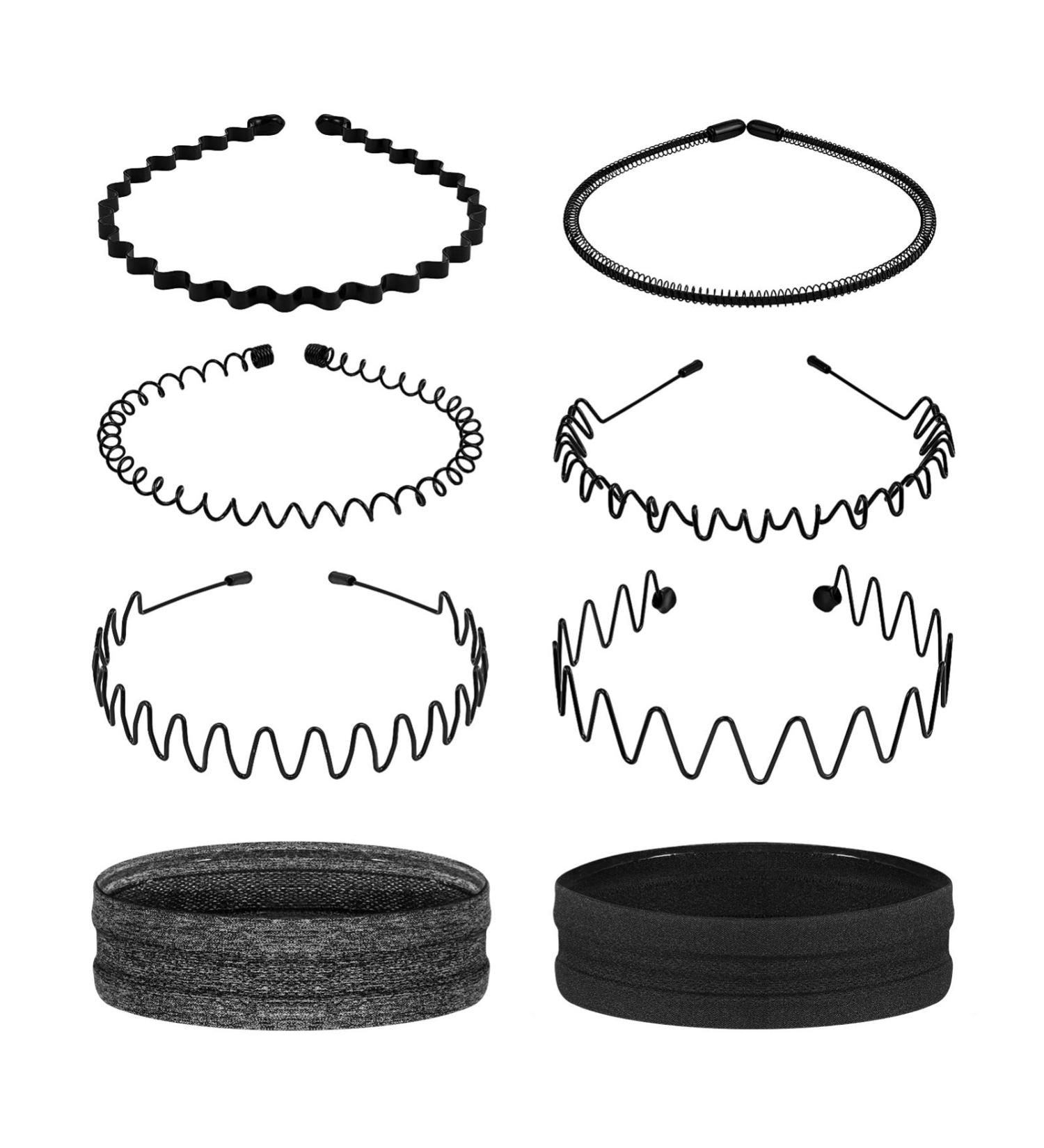 Lurrose 6pcs Metal Hair Band Comb Headbands & 2pcs Sport Sweatband Headbands - Unisex Wavy Hair Hoop for Sports, Yoga, and Outdoor Activities - Buy Online on GoSupps.com