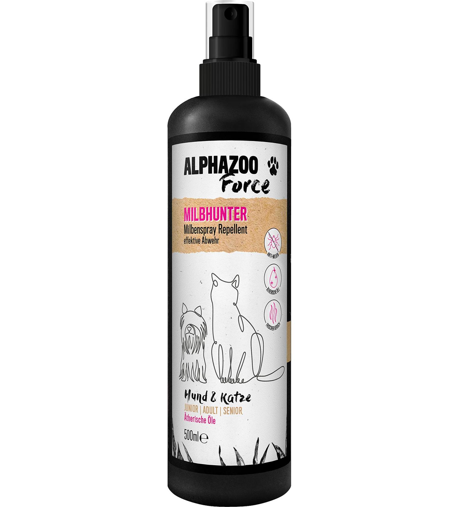 Alphazoo Milbhunter Anti-Mite Spray for Dogs Cats Horses & Chickens - 500ml Natural Mite Solution for Long-Term Protection Against Infestation - Buy Online on GoSupps.com