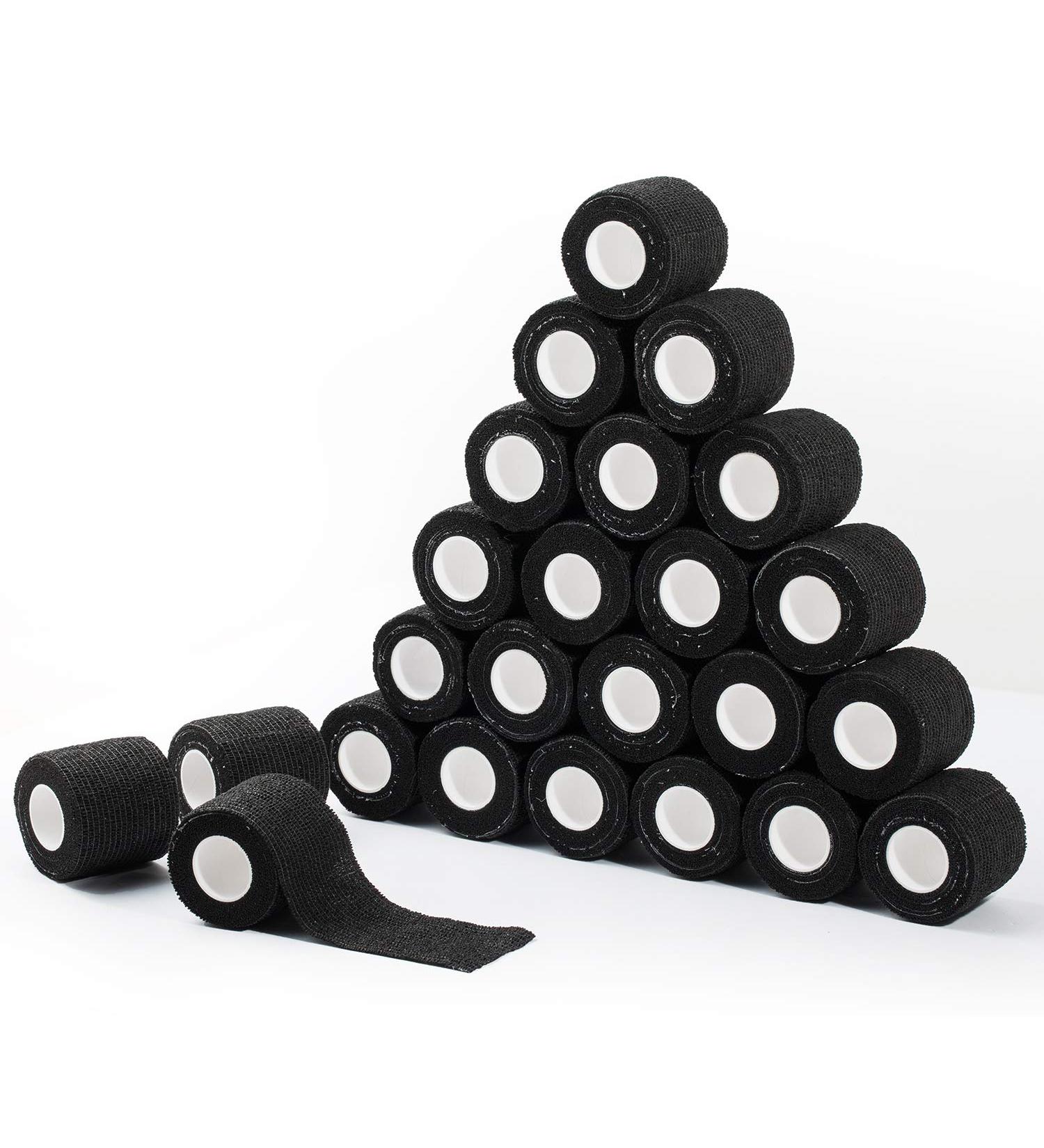 Buy Cojj 24 pc Cohesive Bandage Tape 5cm x 4.5m - Self-Adhering Waterproof Elastic Finger Plaster for Humans & Animals (Black) - International Shipping - Buy Online on GoSupps.com