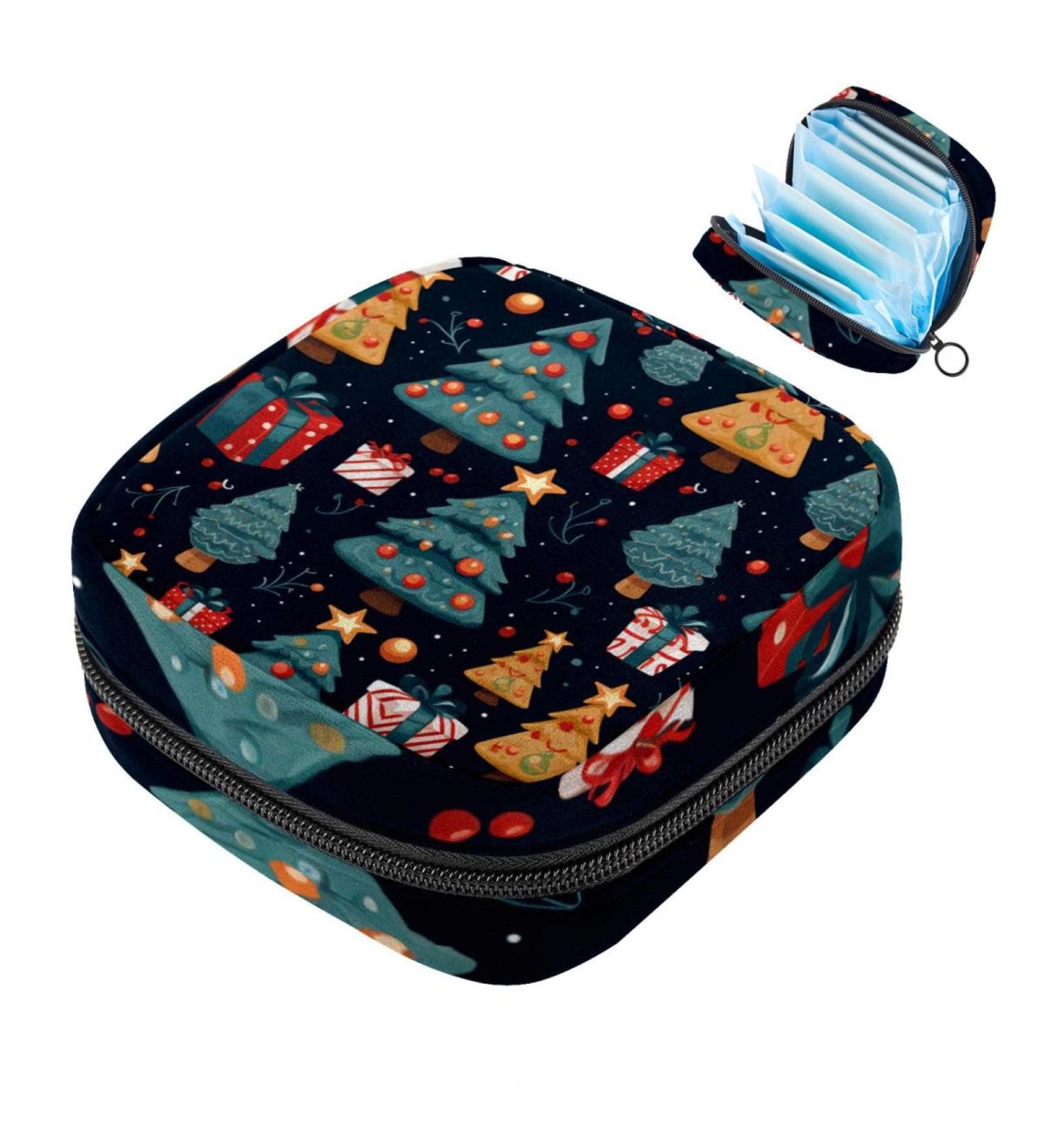 MUOOUM Christmas Gingerbread Pattern Portable Period Bag for Women & Girls | 4.7x6.6 Inch Menstrual Cup & Pad Holder - Buy Online on GoSupps.com