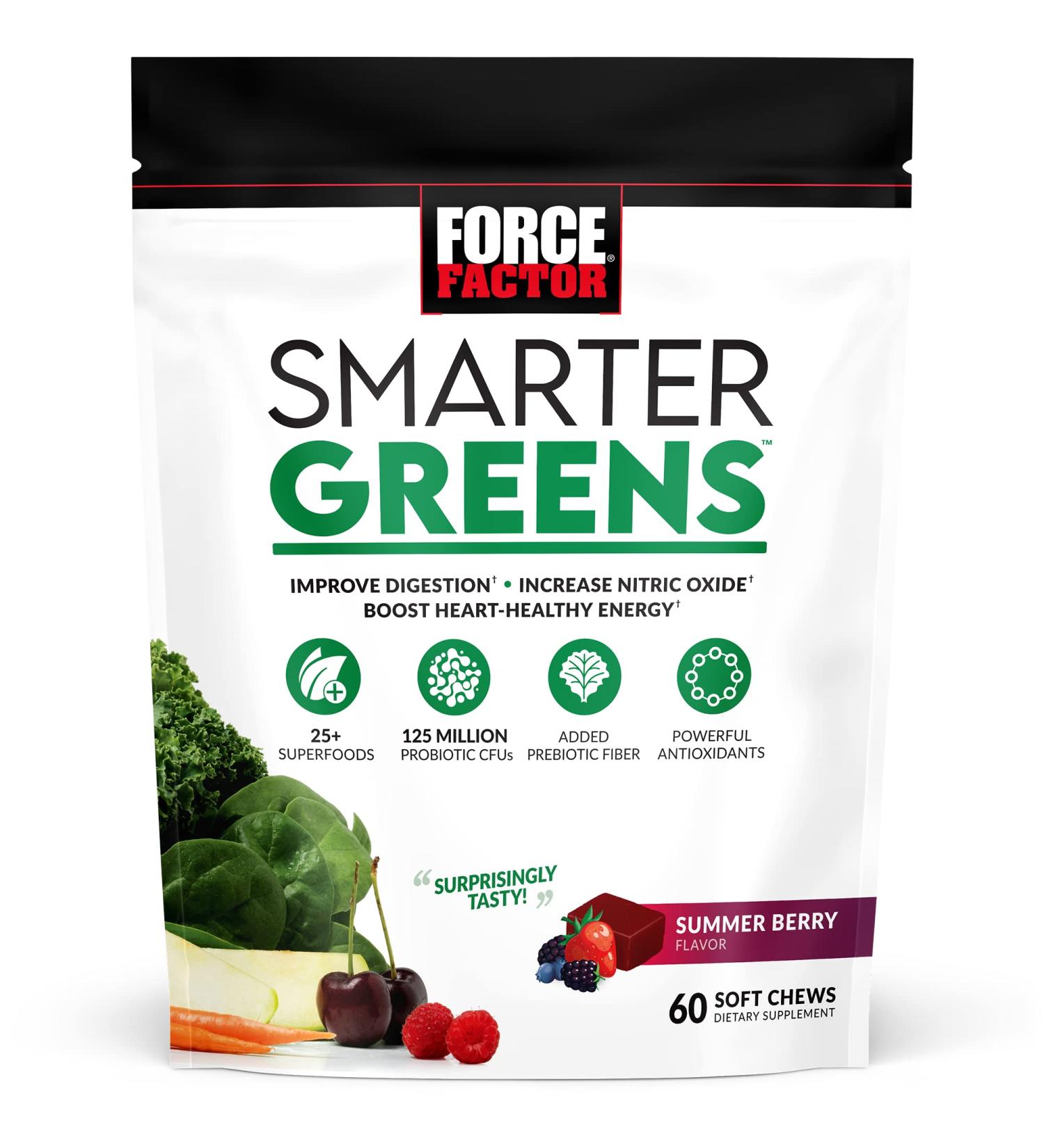 Smarter Greens Superfood Chews with Probiotics, Antioxidants, and Fiber - 60 Soft Chews for Digestion, Energy, and Nitric Oxide Support - Buy Online on GoSupps.com