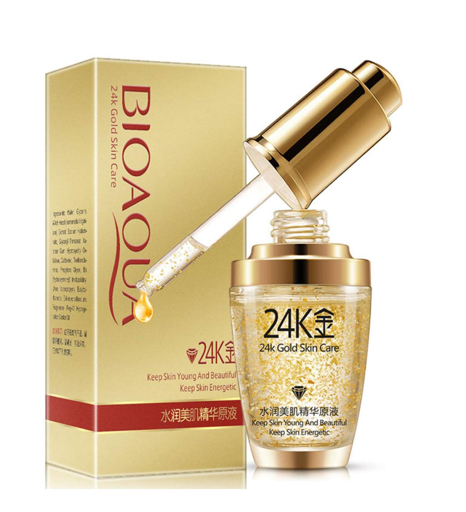 Bioaqua 24K Gold Essence Anti-Aging Mask 30ml - Collagen, Hyaluronic Acid, Natural Extract - Buy Online on GoSupps.com