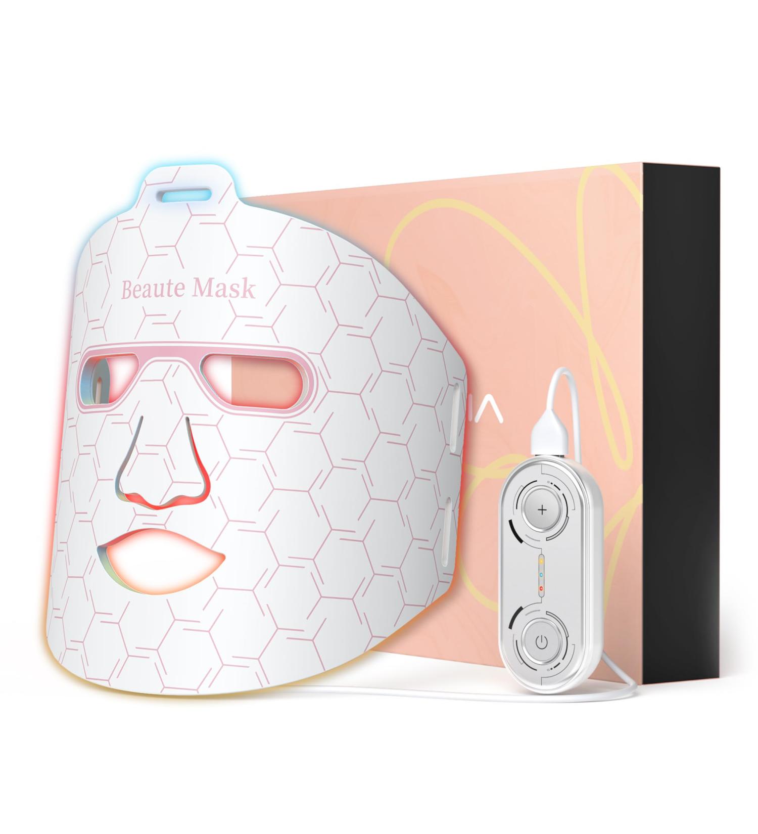 IBORRIA Led Face Mask Light Therapy Near infrared Red Light Therapy for Face Flexible Silicone Light Therapy Mask Red Light Therapy Mask for at Home Face Masks Skincare (Sleek White) - Buy Online on GoSupps.com