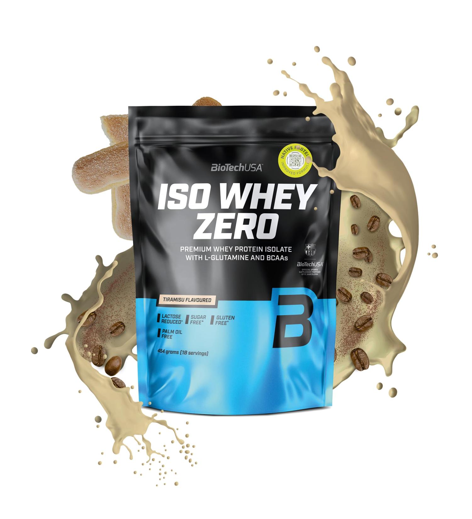 BioTechUSA Iso Whey Zero | Premium Whey Protein Isolate | Grass-Fed | Enzyme-Free | Sugar- and Gluten-free 454 g Tiramisu - Buy Online on GoSupps.com