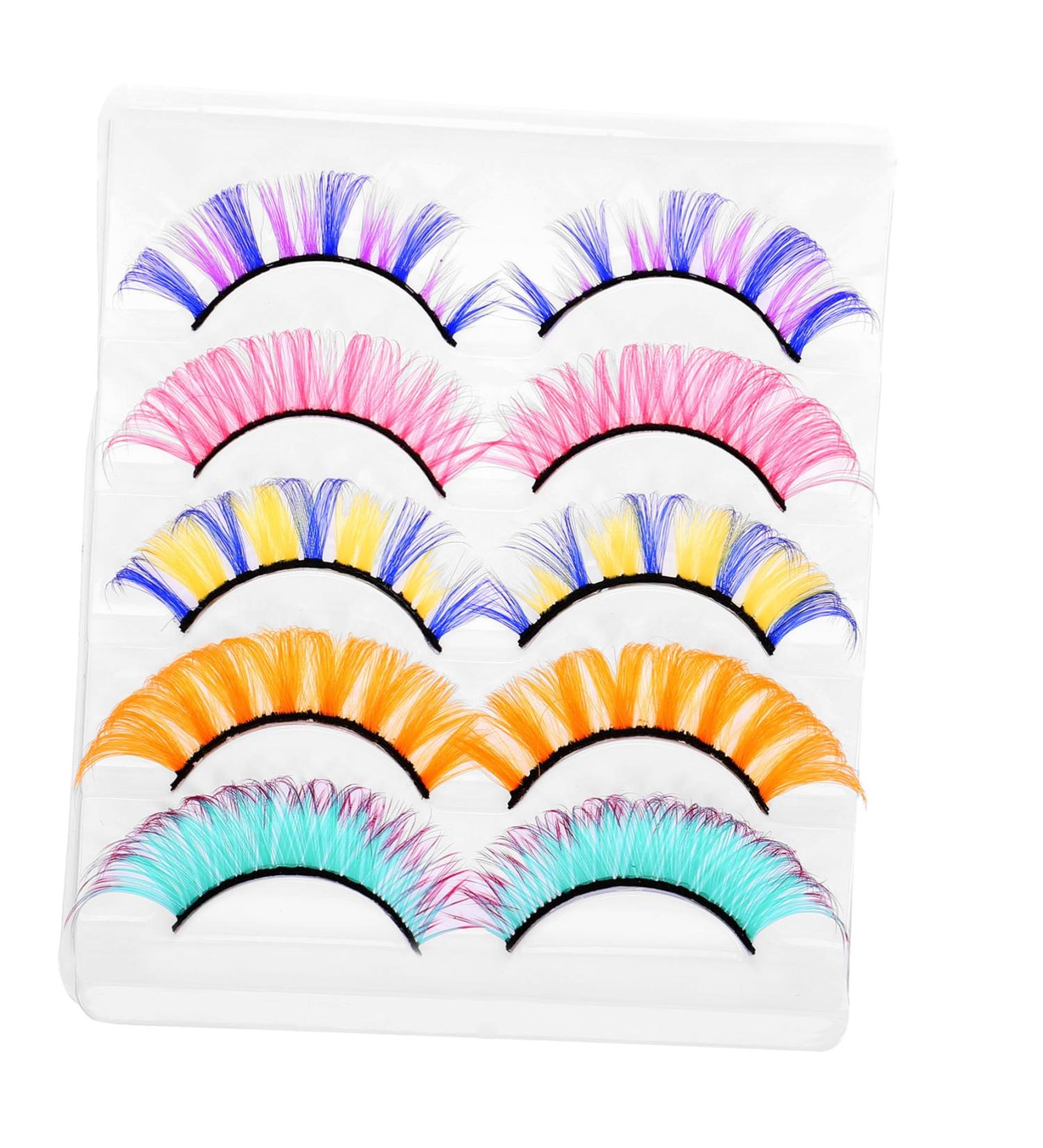 POPETPOP 5 Pairs Colored False Eyelashes Russian Strip Lashes d Curl Colorful Lash Extensions Colored Fake Lashes Colors Eye Lashes Faux Fake Lashes Natural Imitation Extend Curly - Buy Online on GoSupps.com