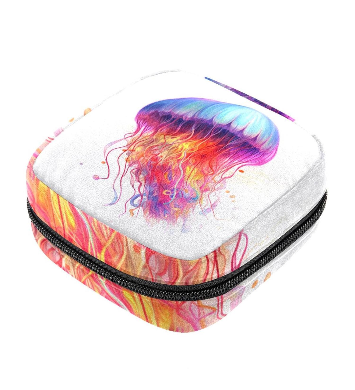 HomeDecorZone Portable Period Kit Bag for Girls - Jellyfish Multicoloured | Pads and Tampons Pouch with Zipper - Buy Online on GoSupps.com