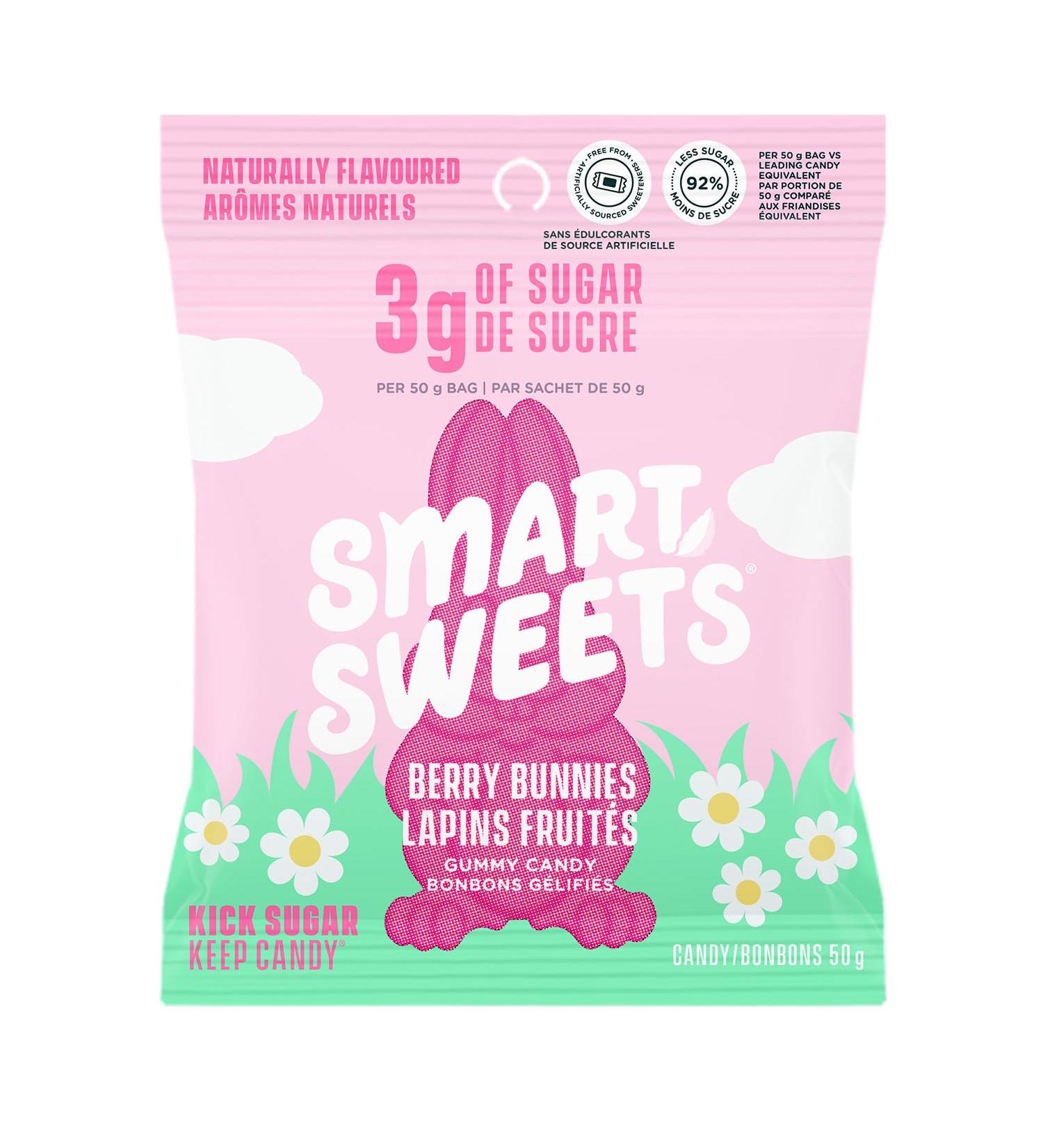 SmartSweets Berry Bunnies gummy Easter candy 50 gram pouches (pack of 14) - Buy Online on GoSupps.com