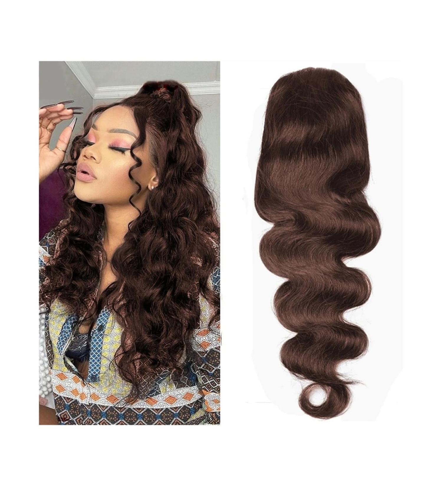Ponytail Extension #4 Chocolate Dark Brown Ponytail Extension Brazilian Remy Hair Body Wave Drawstring Ponytail Hair Pieces Clip In Human Hair Pony Tail Extension Ponytail Hairpiece for Women (Color 10inches 100g(One square) - Buy Online on GoSupps.com