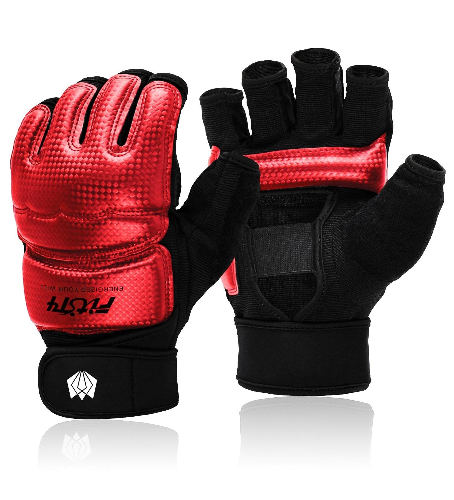 Fitst4 Sports MMA Gloves - Padded Boxing Training Gloves with Wrist Protection for Men - Red Kickboxing & Taekwondo Sparring - Buy Online on GoSupps.com