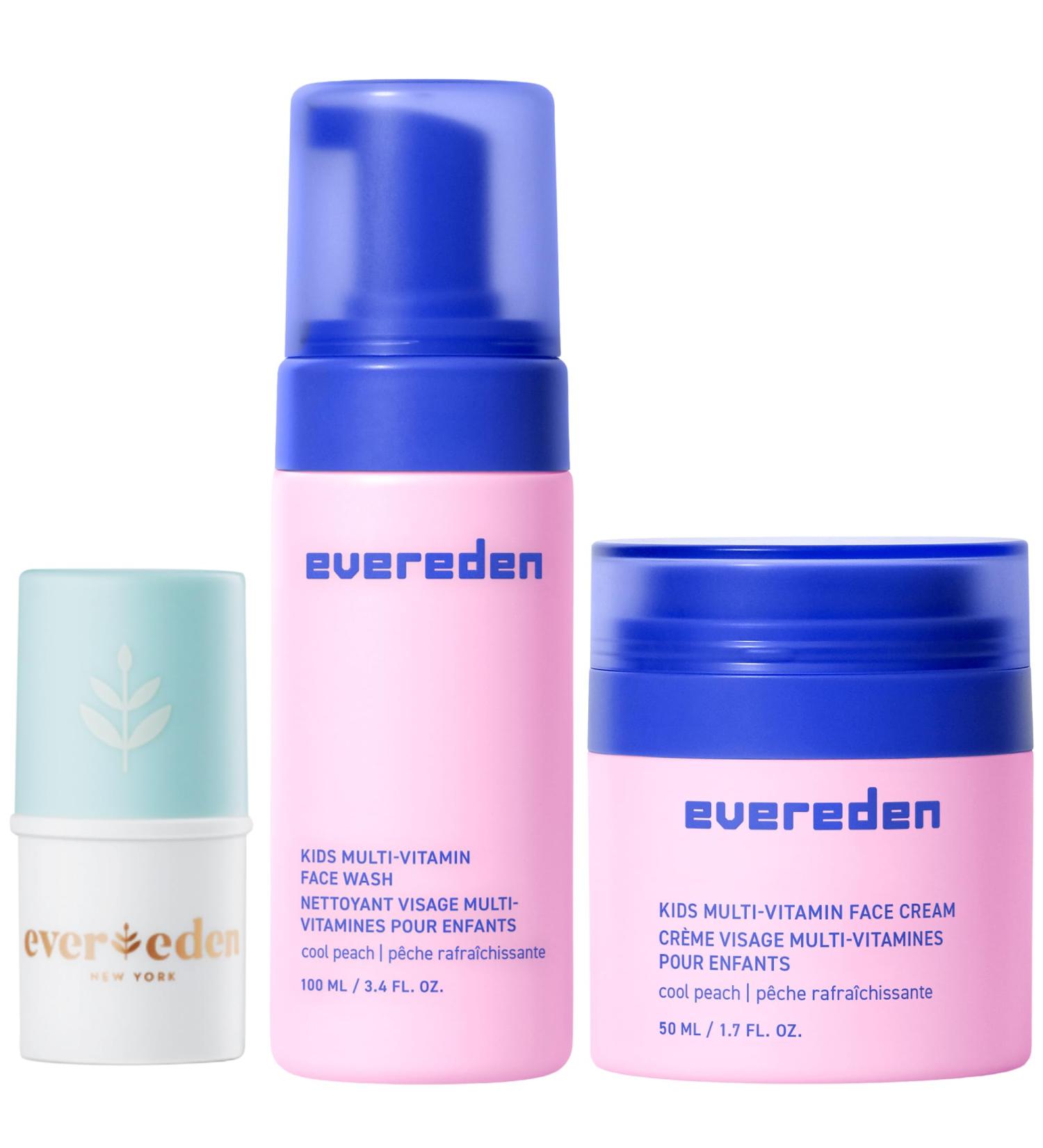 Evereden Kids Happy Face Duo Cool Peach and Baby Lip Balm - Multi-Vitamin Kids Face Wash Face Cream and Baby Lip Balm Set - Clean & Vegan Skin Care Toddlers 3+ - Moisturizing Nourishing & Prot - Buy Online on GoSupps.com