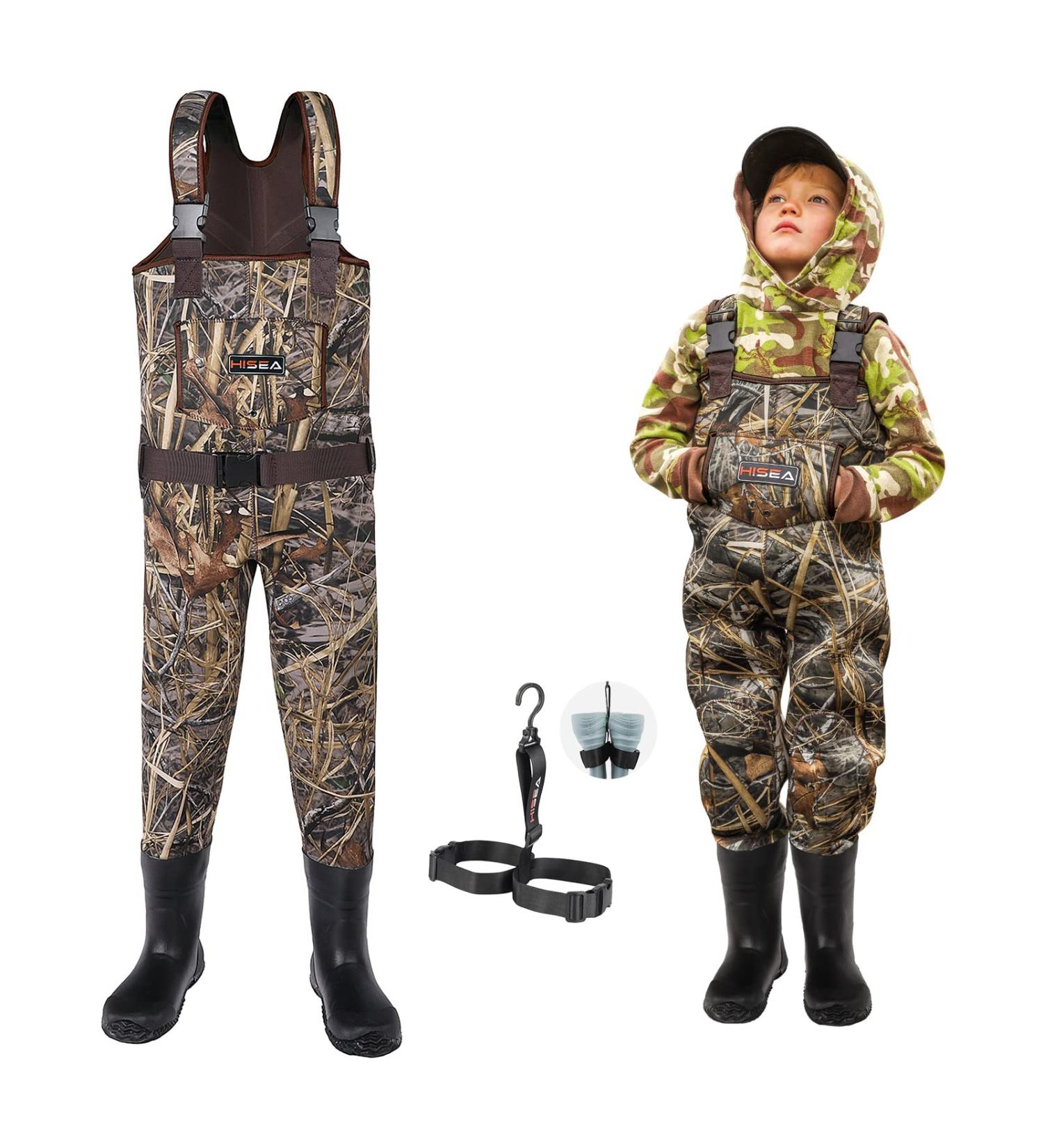 HISEA Kids Neoprene Chest Waders with Insulated Boots - Brown | Duck Hunting Waders for Boys & Girls Ages 6/7 - Buy Online on GoSupps.com