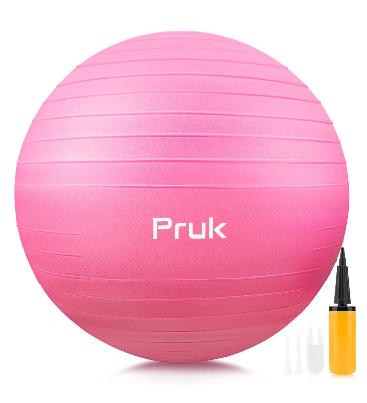 18 IN Pink Exercise Ball - Anti-Slip Yoga & Pilates Ball for Pregnancy Birthing, Workout & Core Training - Anti-Burst with Air Pump - Home Gym & Office Fitness - Buy Online on GoSupps.com