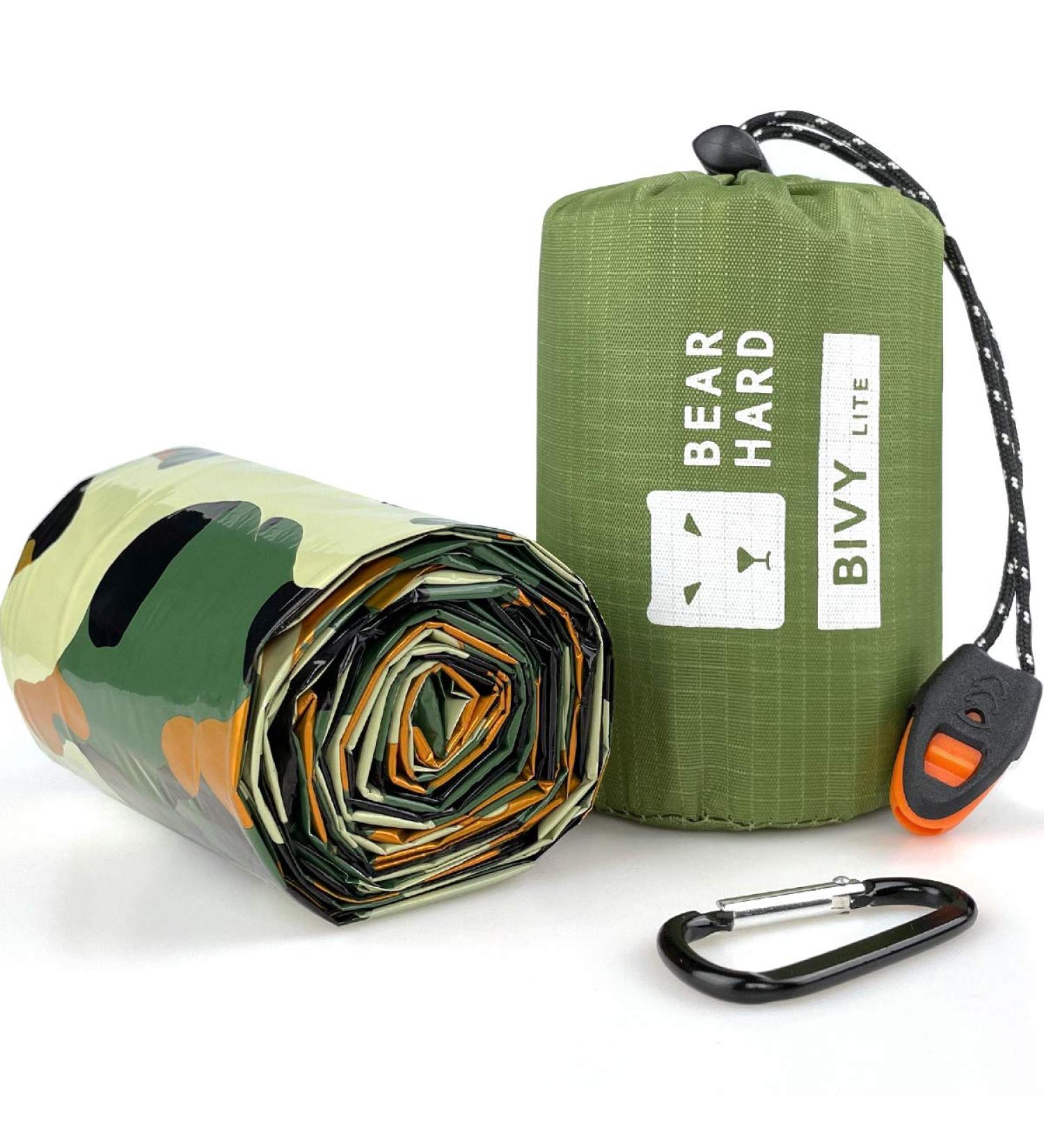 Bearhard Ultra-Light Waterproof Thermal Emergency Sleeping Bag Bivouac Sack - Survival Gear for Camping Hiking & Backpacking - Camouflage - Buy Online on GoSupps.com