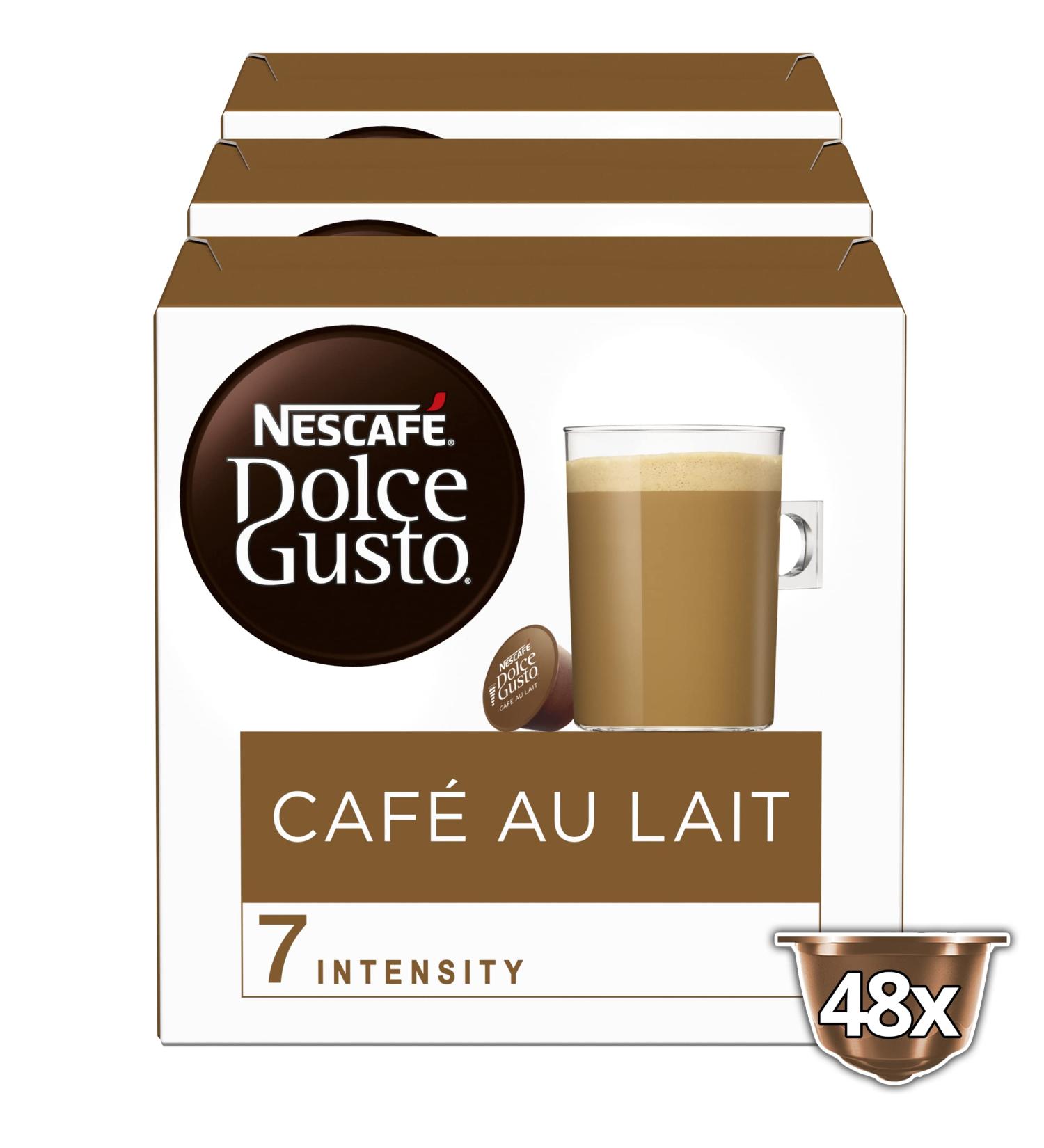 NESCAF Dolce Gusto Caf au Lait with creamy milk foam pack of 3 (3x16 capsules) Caf au Lait 16 pieces (pack of 3)