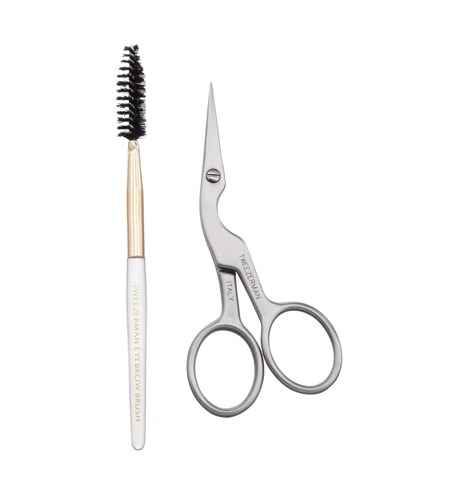 Tweezerman Brow Shaping Scissors and Brush - Stainless Steel | Precision Brow Grooming Tool - Buy Online on GoSupps.com