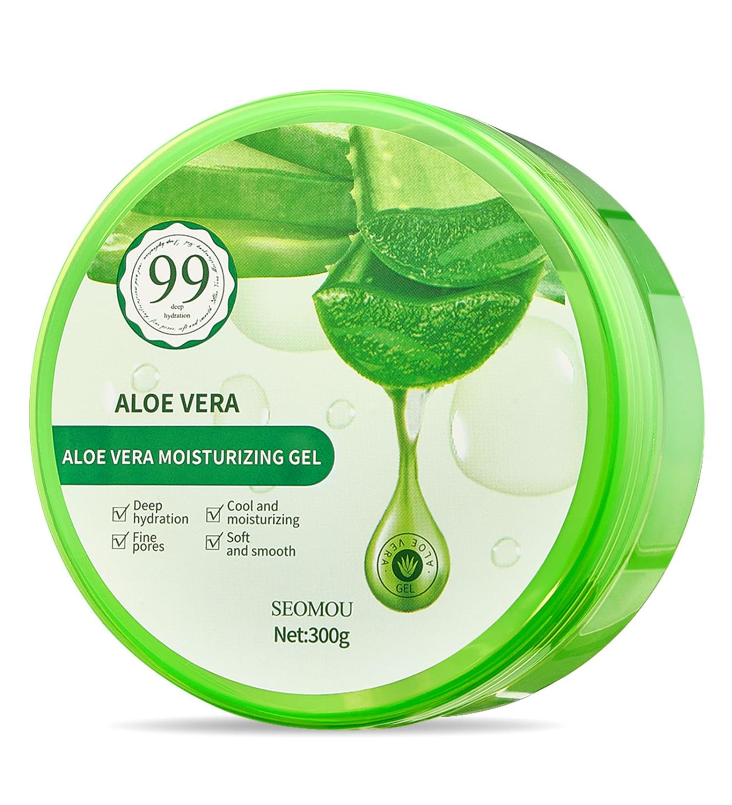 NAILKISS Aloe Vera Gel Organic Moisturizing Cream Soothing and Hydrating for Face Skin Hair & Sunburn Relief 100% Pure Aloe Gel for All Skin Types-300ml (10.1fl.oz) - Buy Online on GoSupps.com