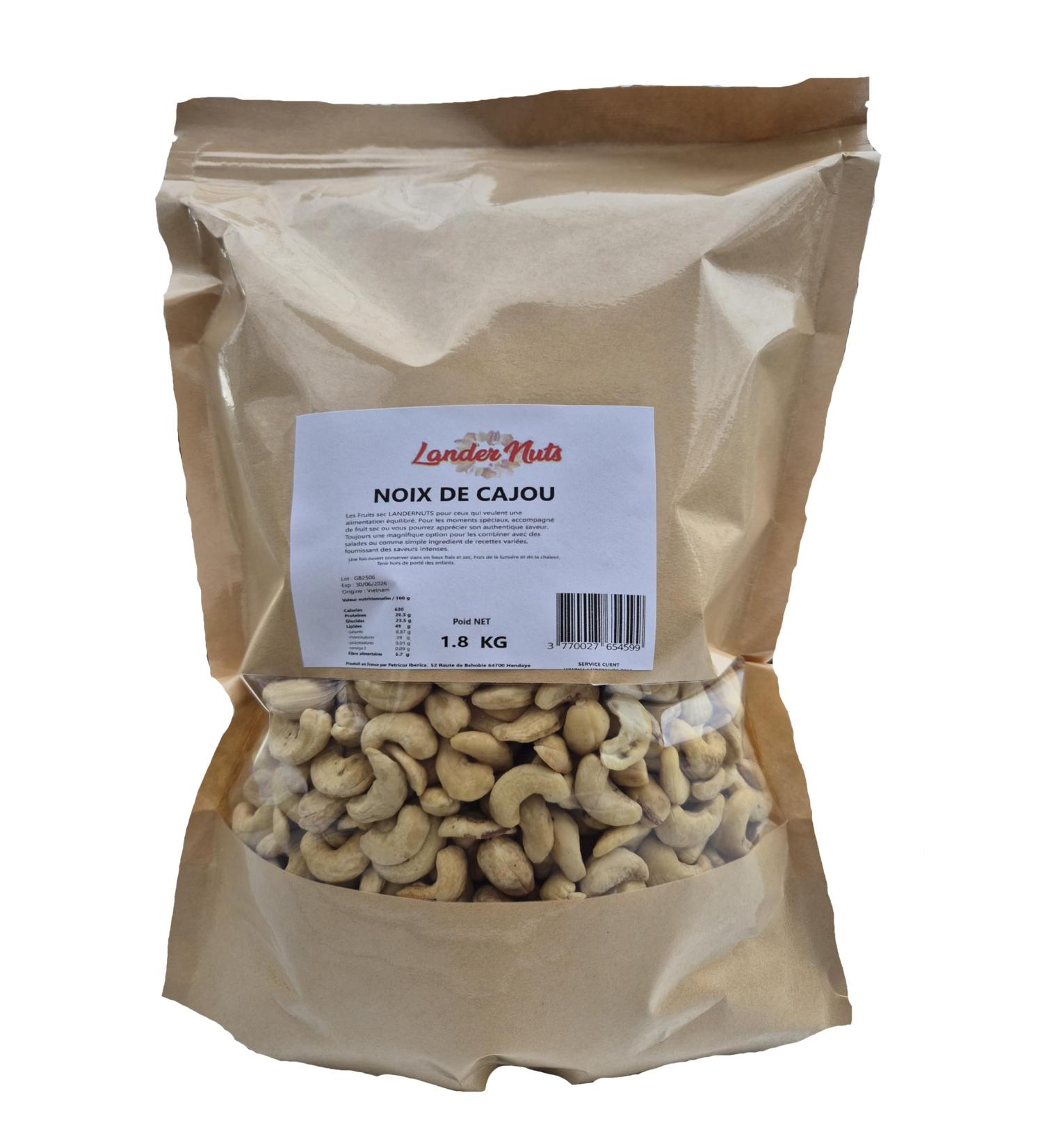 Cashew Nuts 1.8 Kg whole 100% Natural Landernuts - Buy Online on GoSupps.com