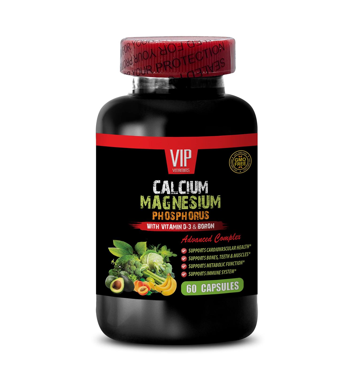 Bone Strength Supplement - Calcium, Magnesium, Phosphorus, Vitamin D-3 & Boron - 60 Capsules for Healthy Bones in Men & Women - Buy Online on GoSupps.com