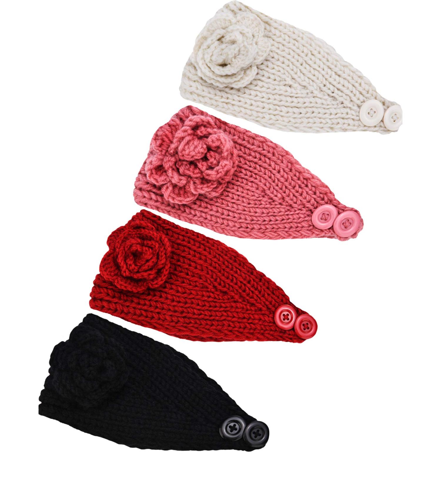 Winter Chunky Knit Headbands Set - 4 Braided Ear Warmers for Women and Girls (Color 7) - Buy Online on GoSupps.com