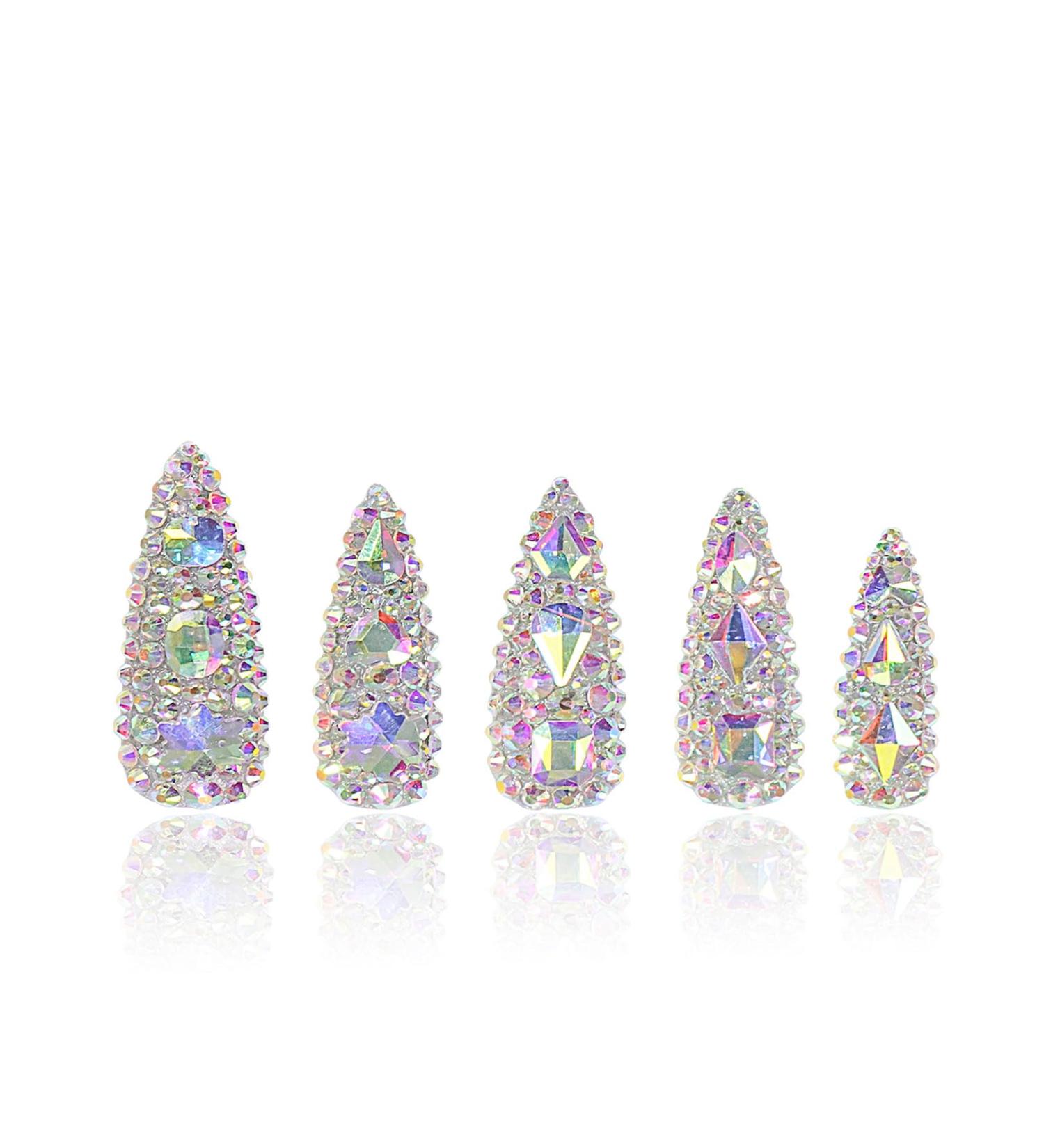 Shop Eternal Stunning Rhinestone Round Press on Nails | Handmade Reusable Full Crystal Coverage - Stiletto 1.33in H46-S - Buy Online on GoSupps.com